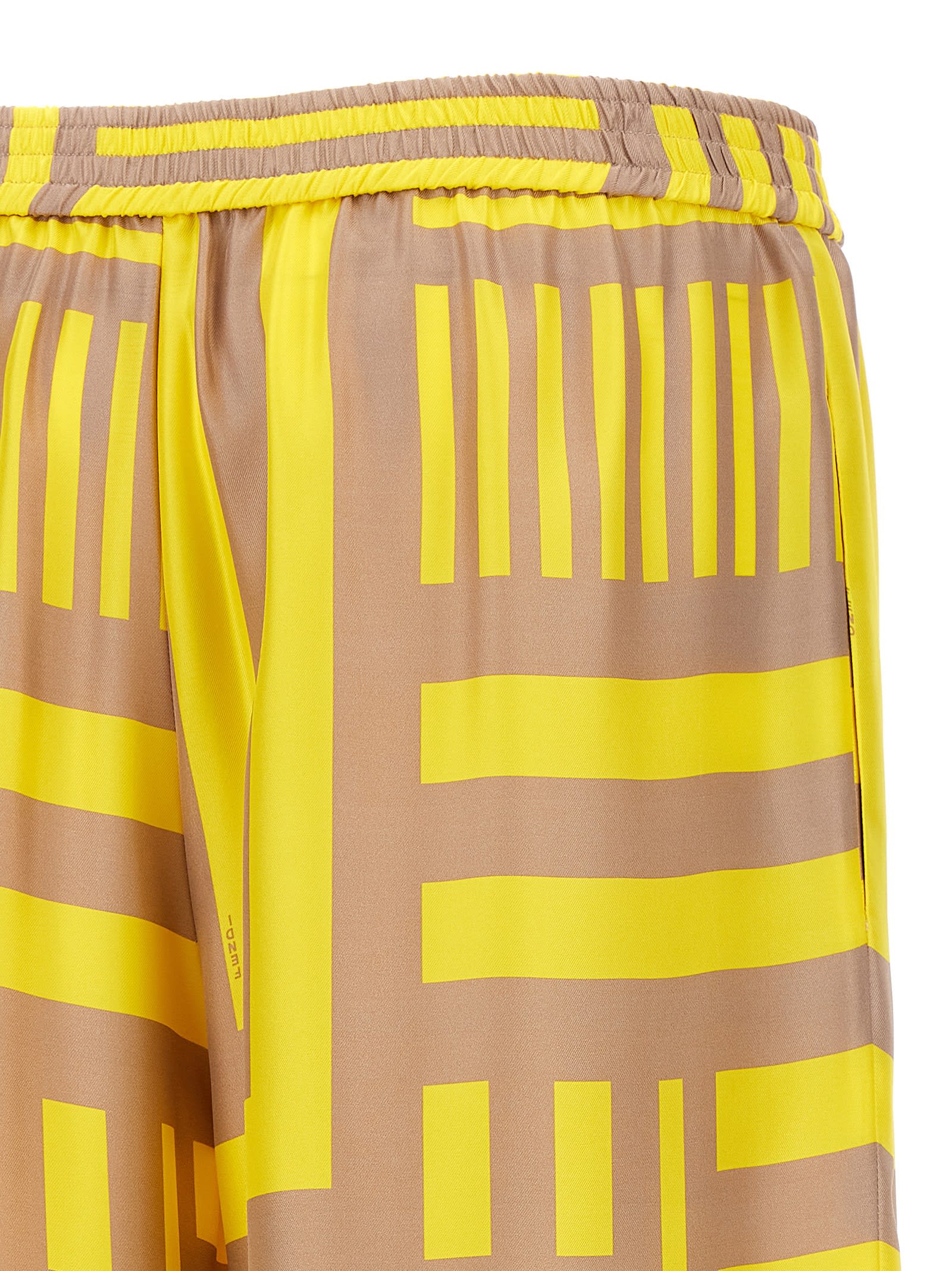 Shop Fendi Labyrinth Pants In Yellow