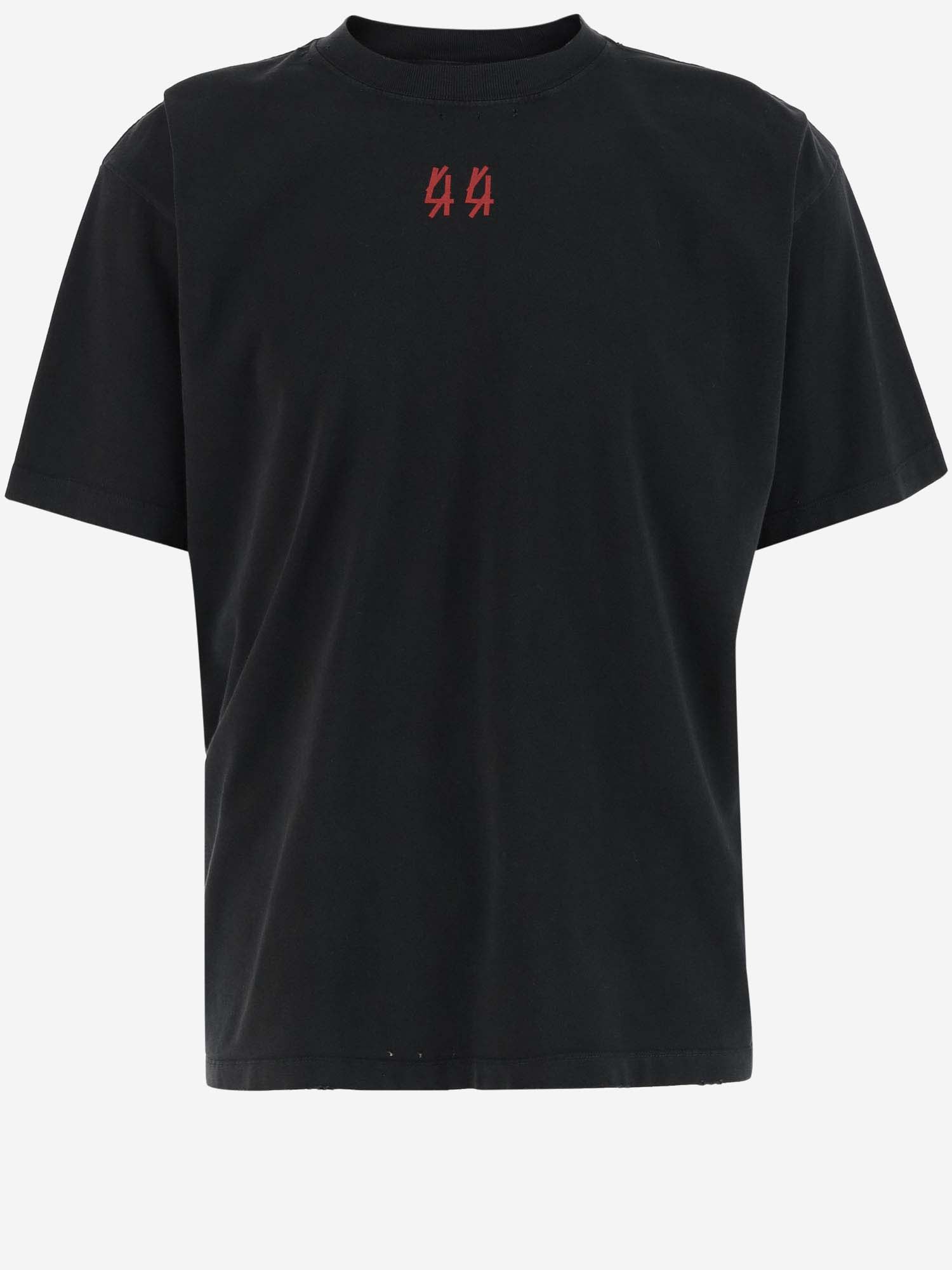 Shop 44 Label Group Cotton T-shirt With Logo In Black