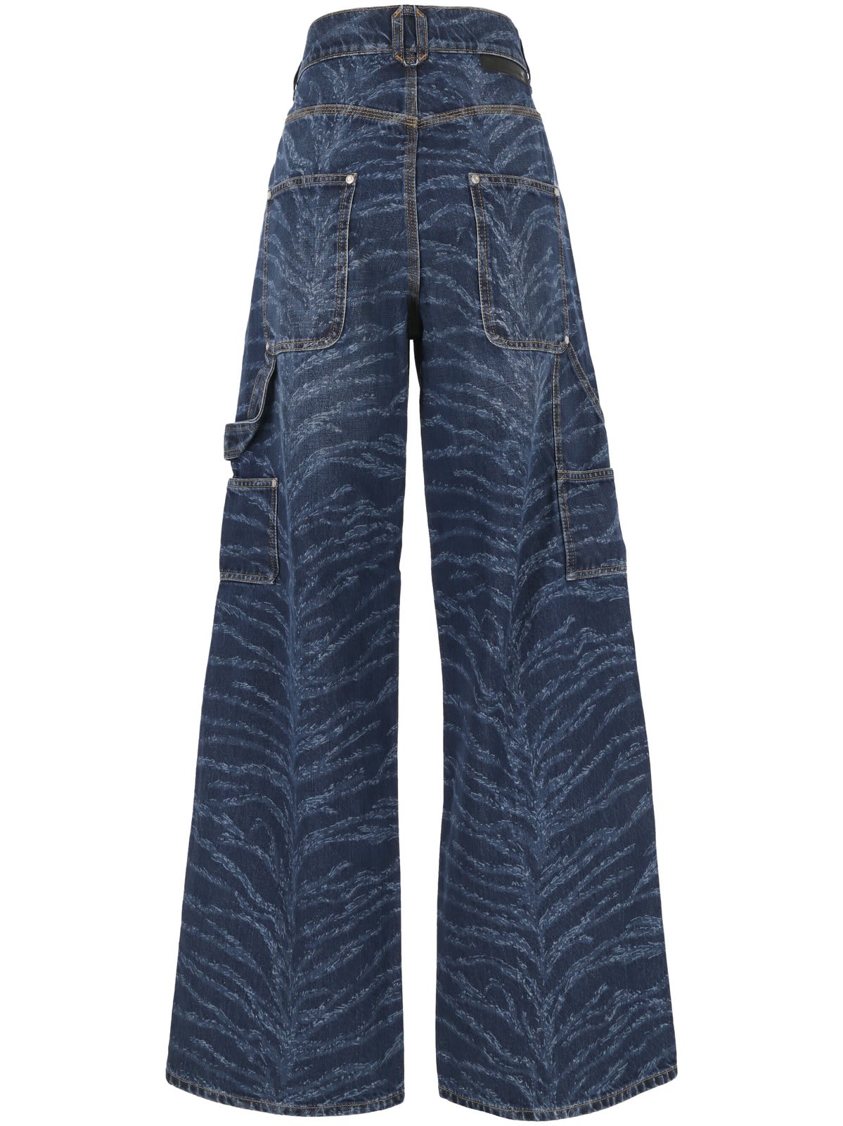 Shop Stella Mccartney Tiger Printed High-waist Cargo Jeans In Blu