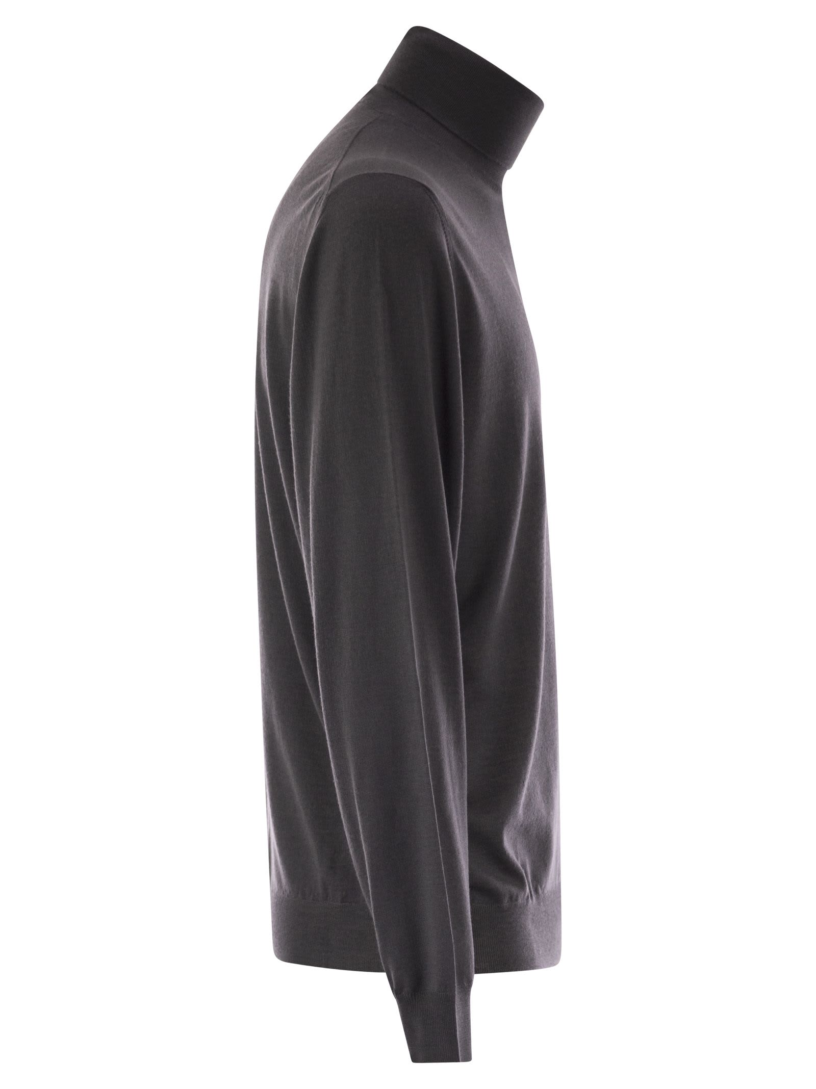Fedeli Superfine Wool Turtleneck Derby In Gray