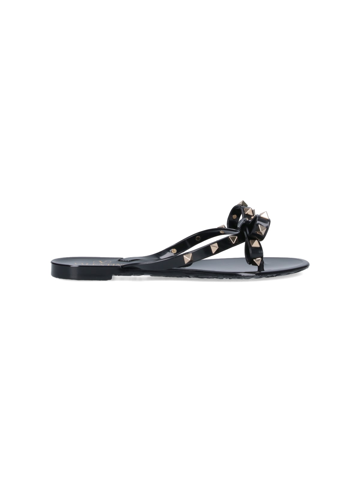 Valentino Heel Sandals With Bow Accent And Studded Embellishments