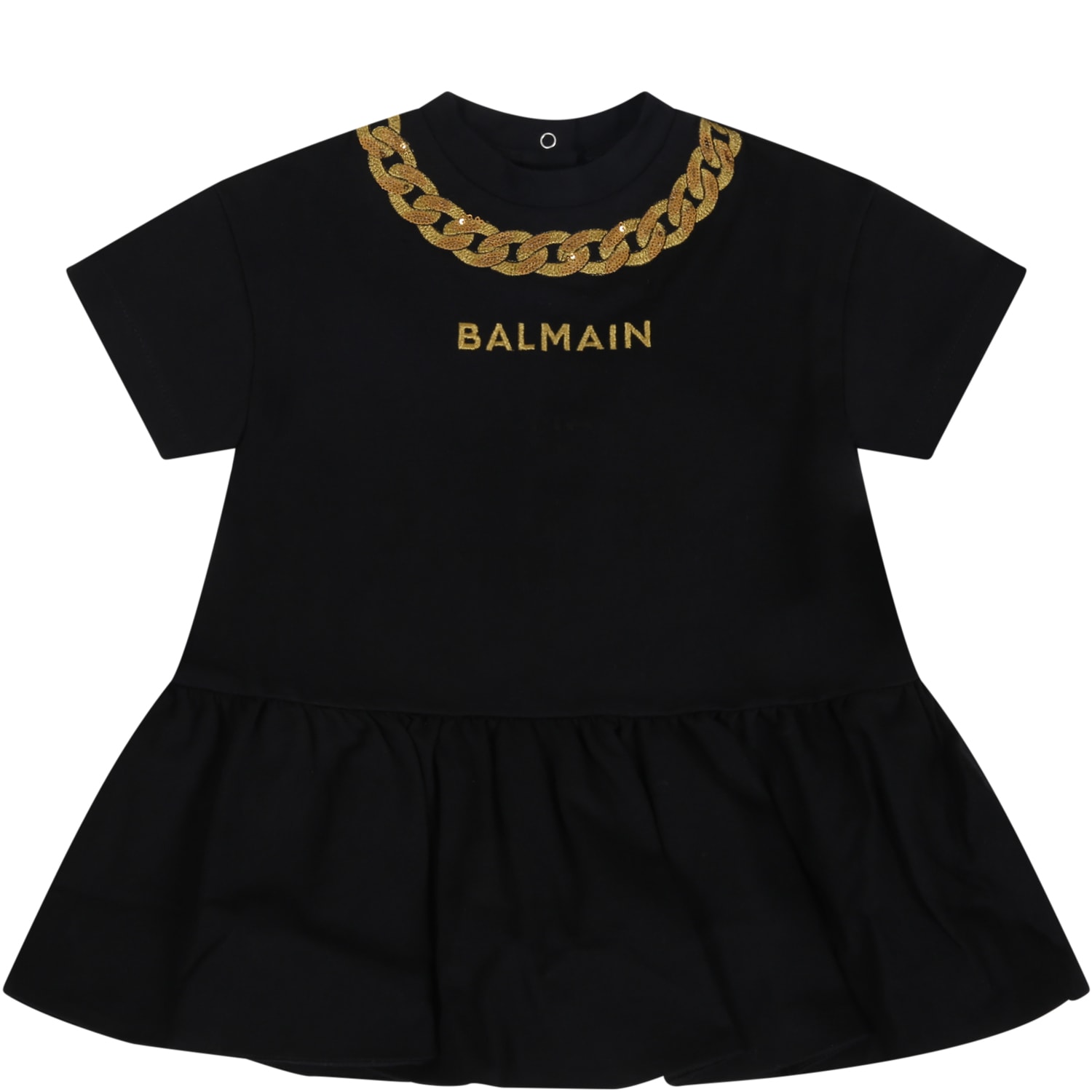 Balmain Black Dress For Babygirl With Logo