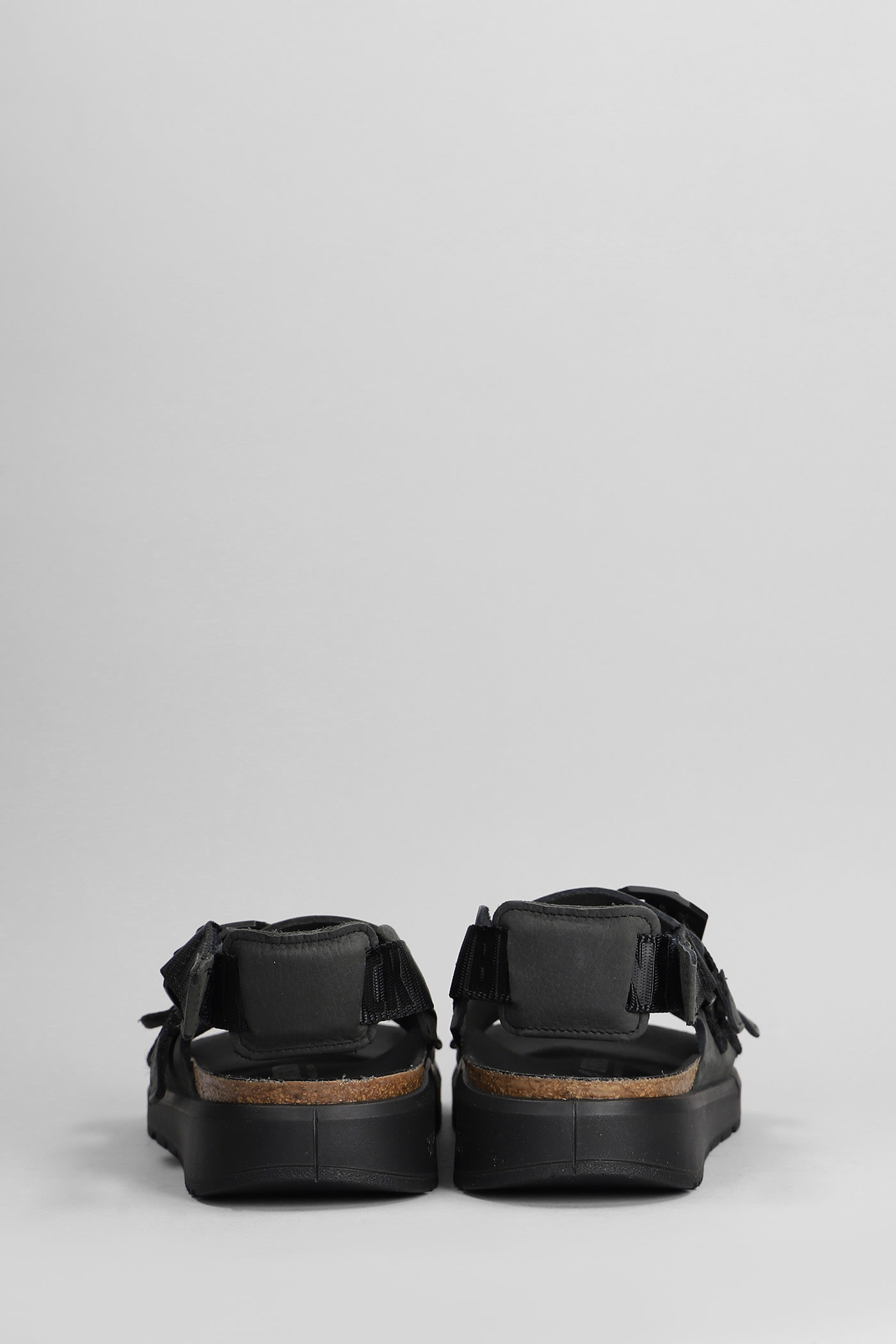 Birkenstock Black Shinjuku Sandal In Natural Leather And Tissue In Black
