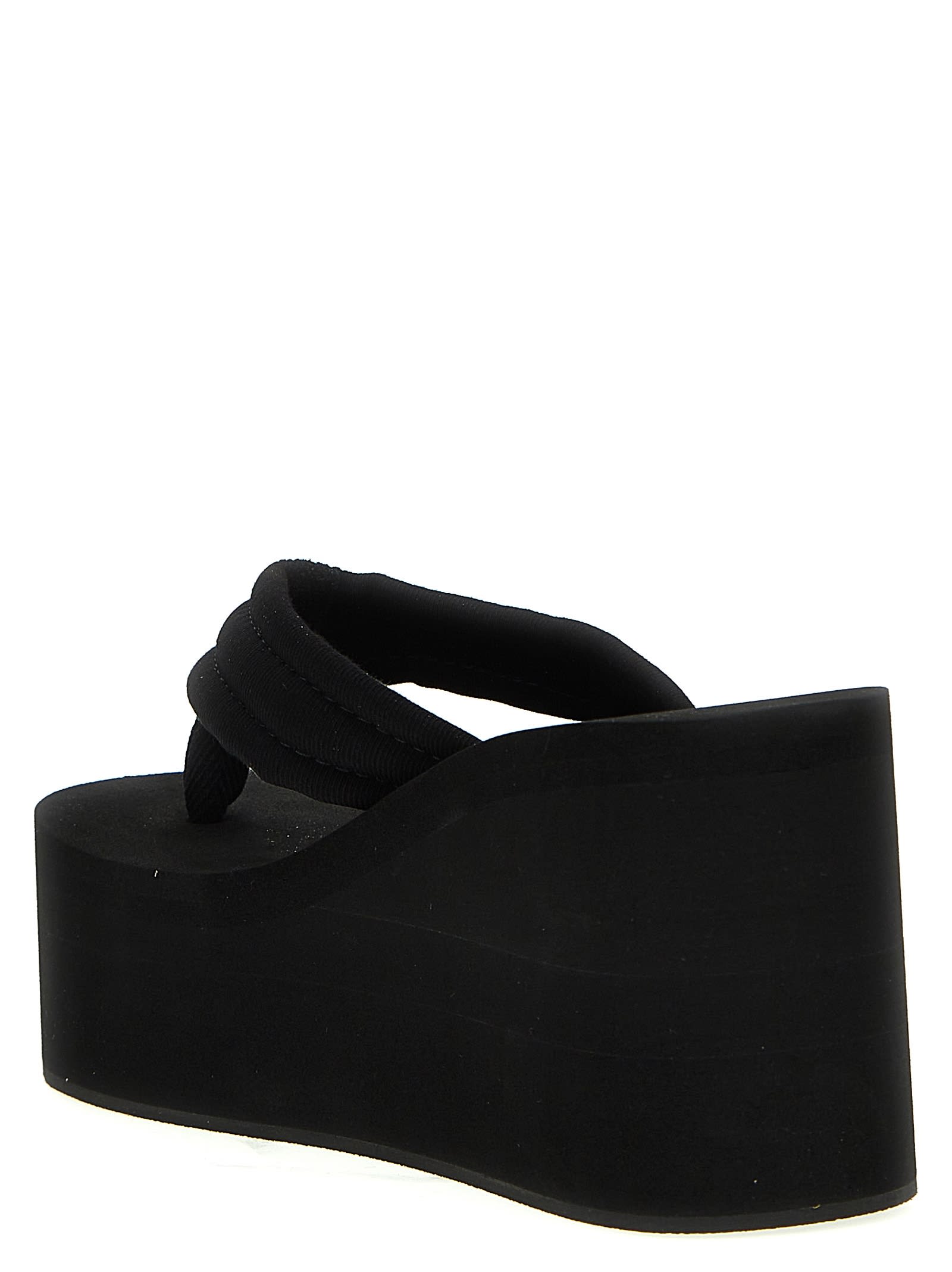 Shop Coperni Branded Wedge Sandals In Black