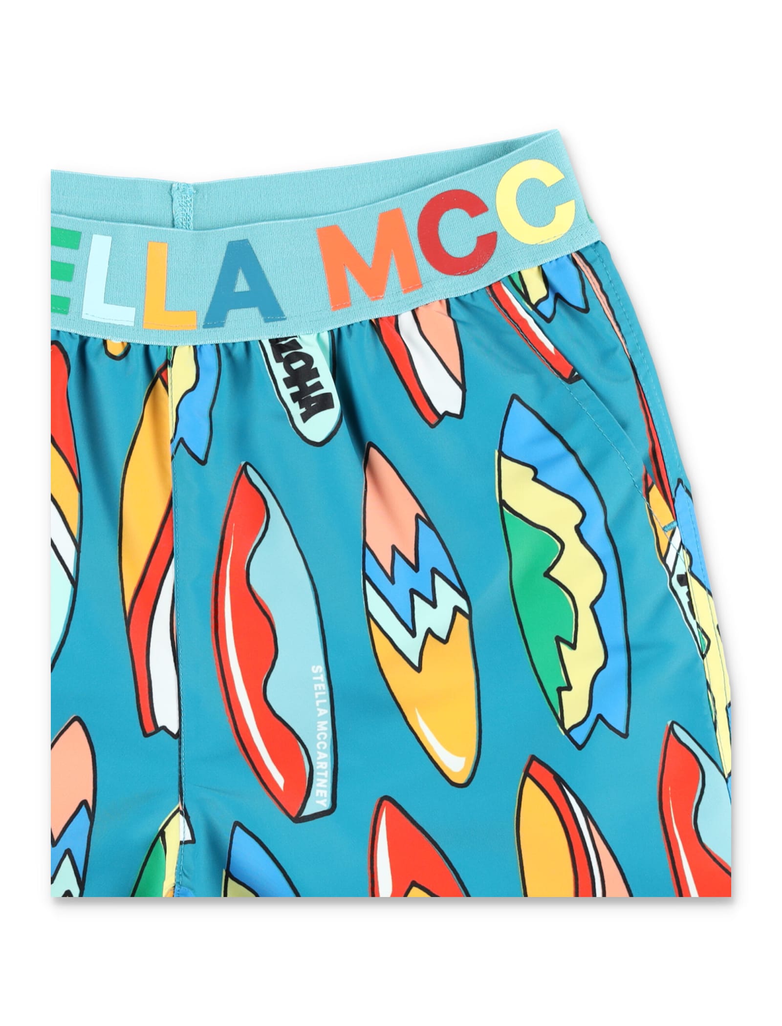 Shop Stella Mccartney Swim-board Printed Swim Shorts In Blue