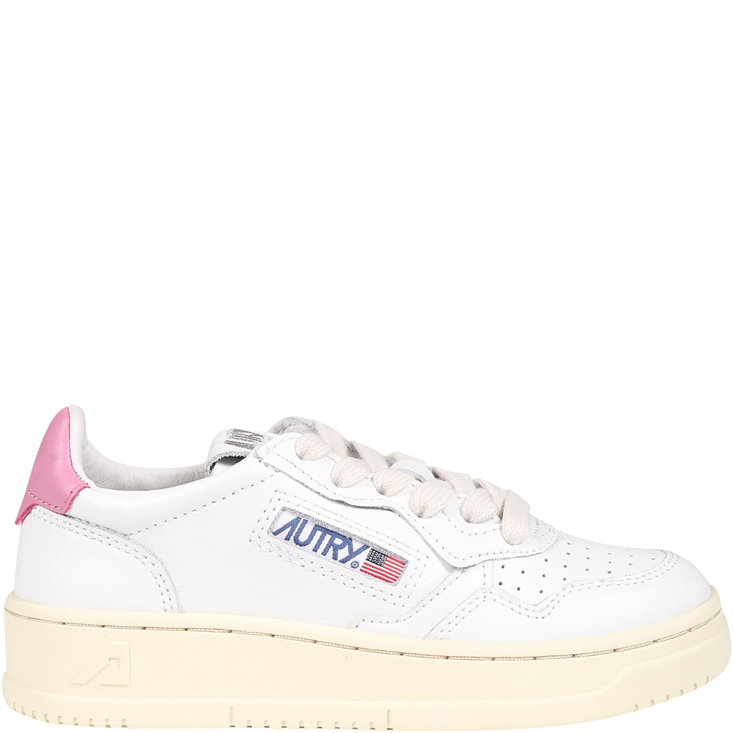 Autry Kids' White Sneakers For Girl With Logo