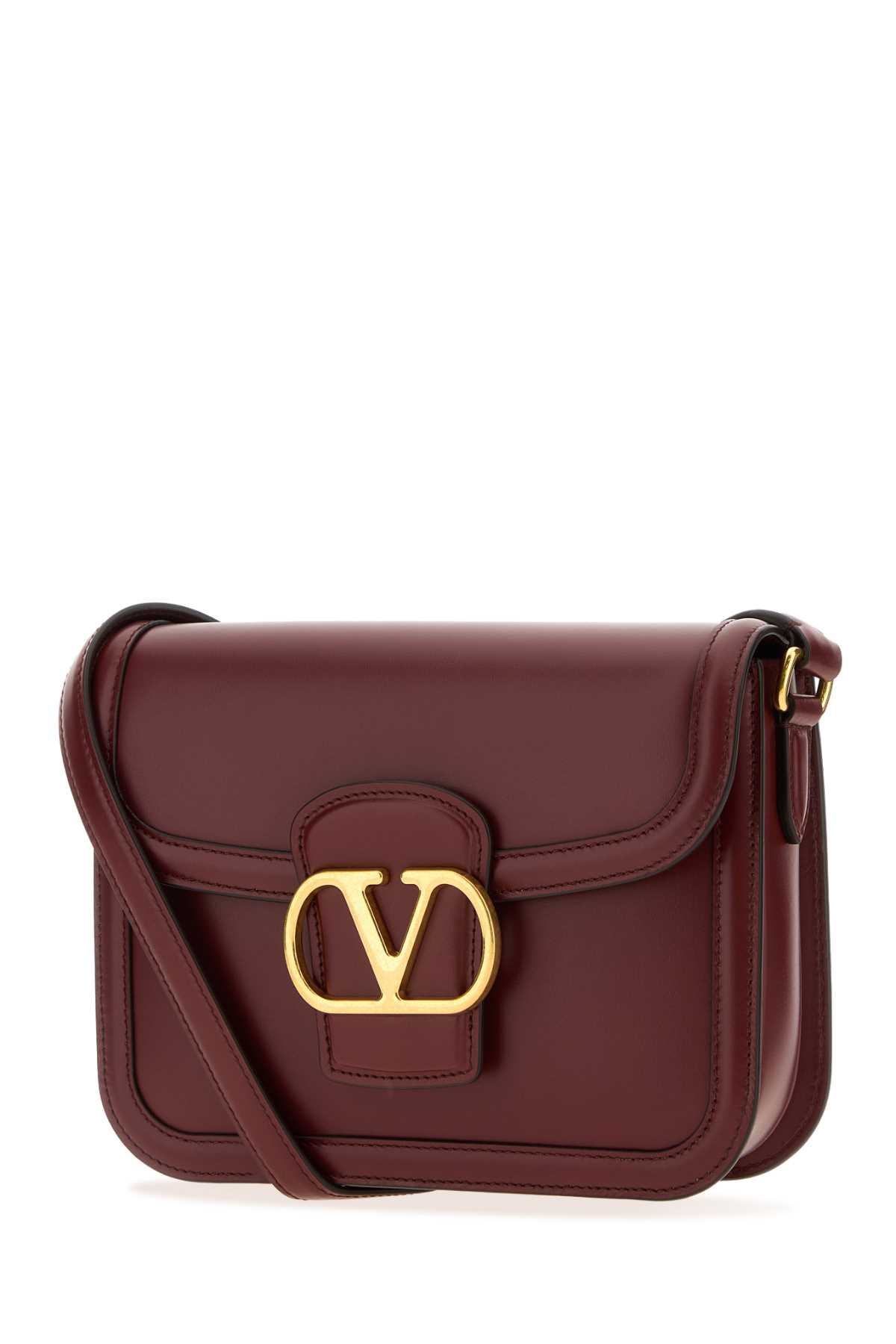 Valentino Womens Brick Ruby 9to5 Small Leather Shoulder Bag In Burgundy