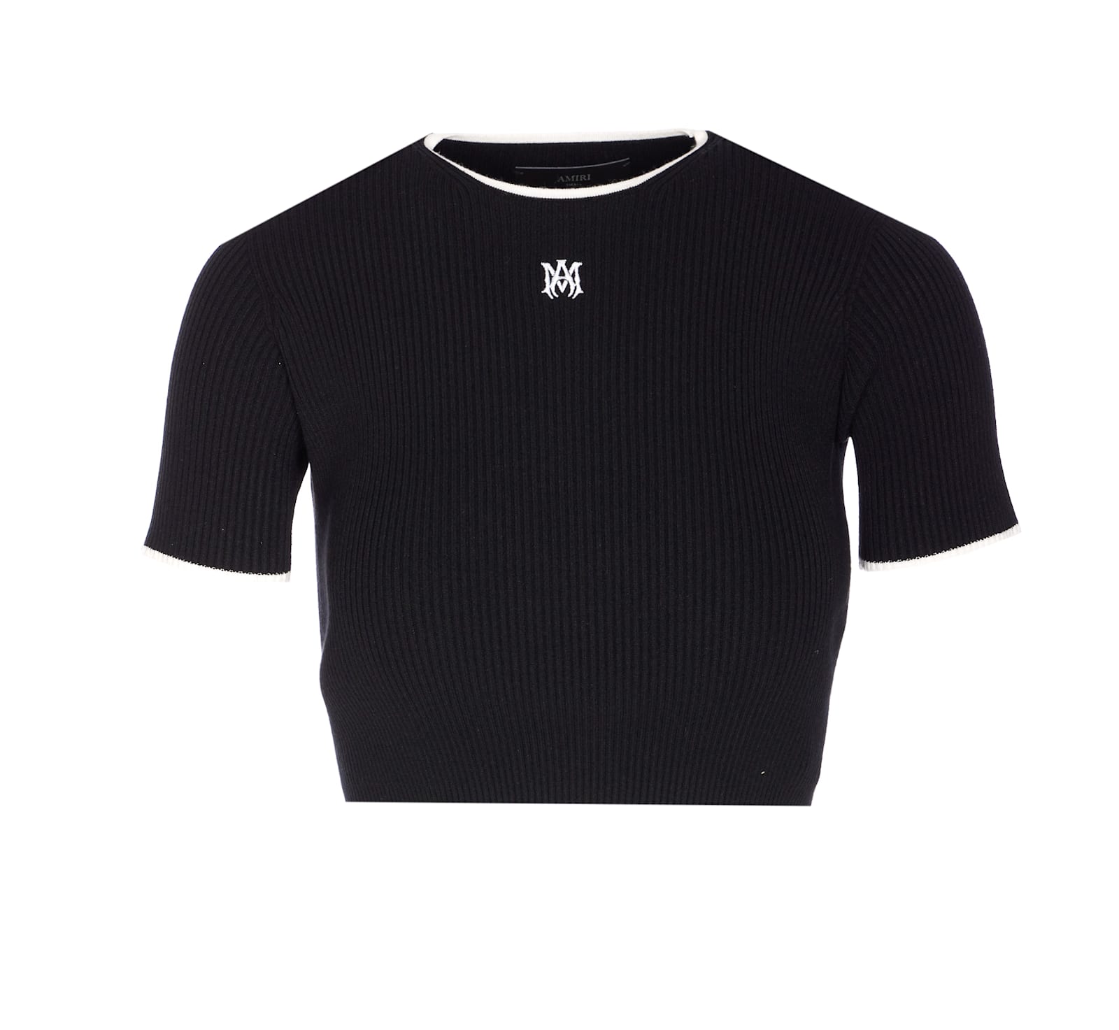 Amiri Ribbed Texture Crop Top With Contrast Trim
