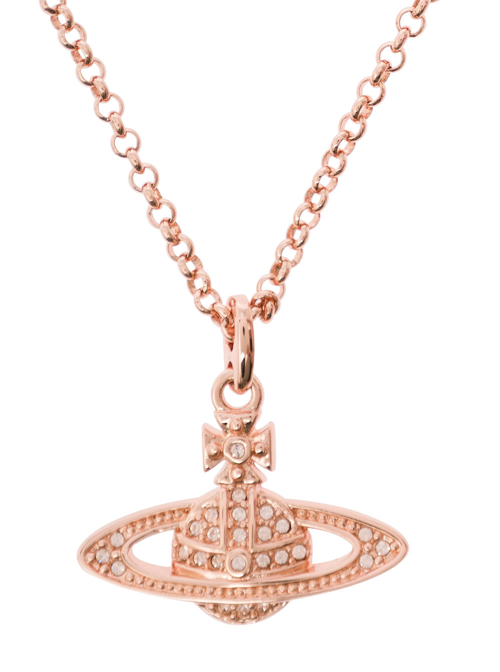 Vivienne Westwood Mini Bas Relief Metallic Necklace With Orb Pendant In Brass Woman In Pink