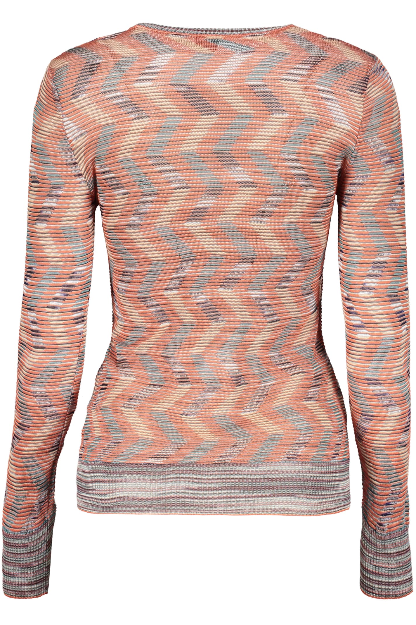 Shop M Missoni Long Sleeve Crew-neck Sweater In Brown