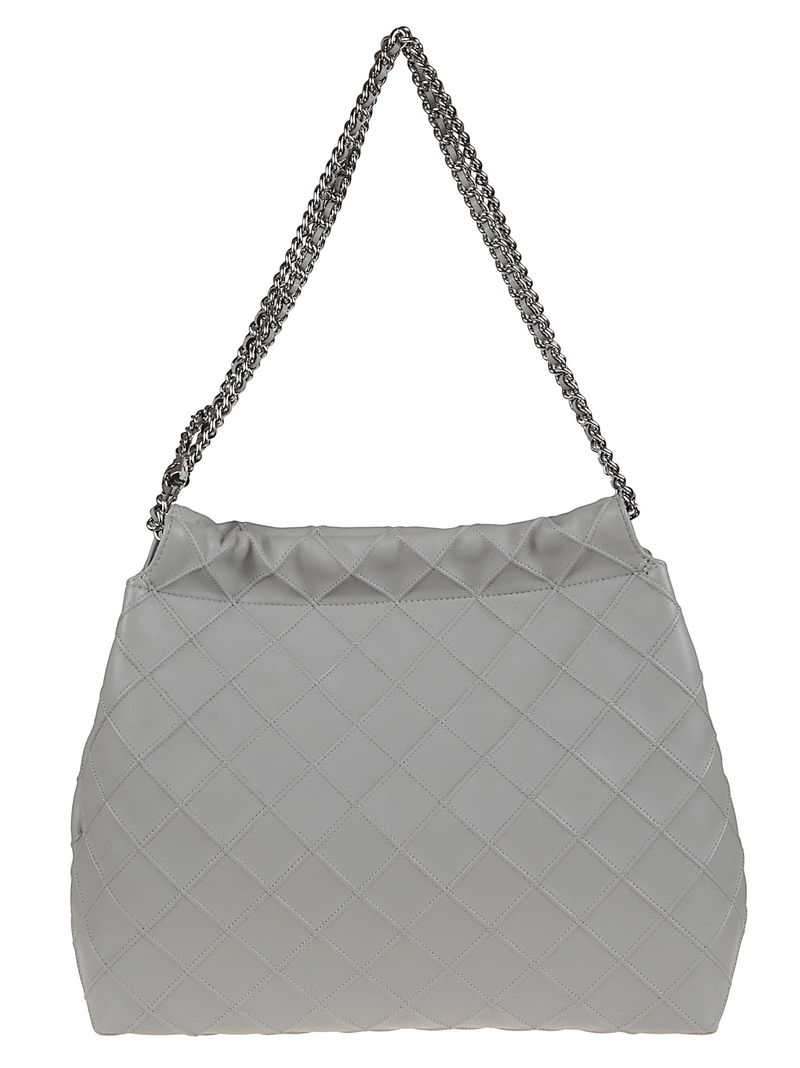 Tory Burch Quilted Lamb Leather Shoulder Bag With Chain Strap In Gray