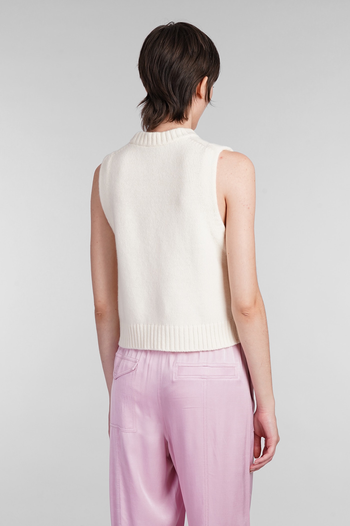 Shop Ganni Vest In Beige Wool