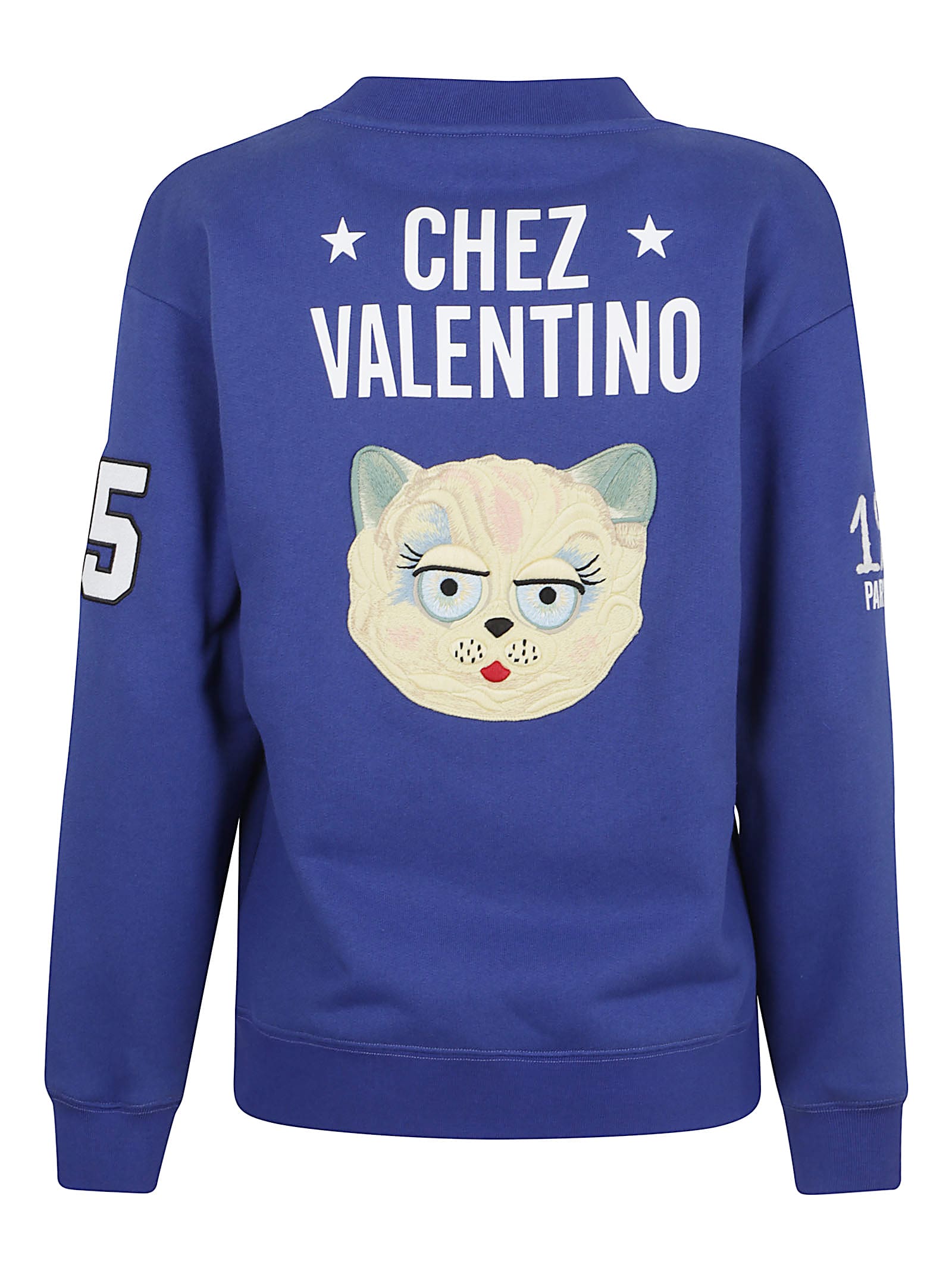 Valentino Garavani Sweatshirt With V And Le Chat De La Maison In Blue
