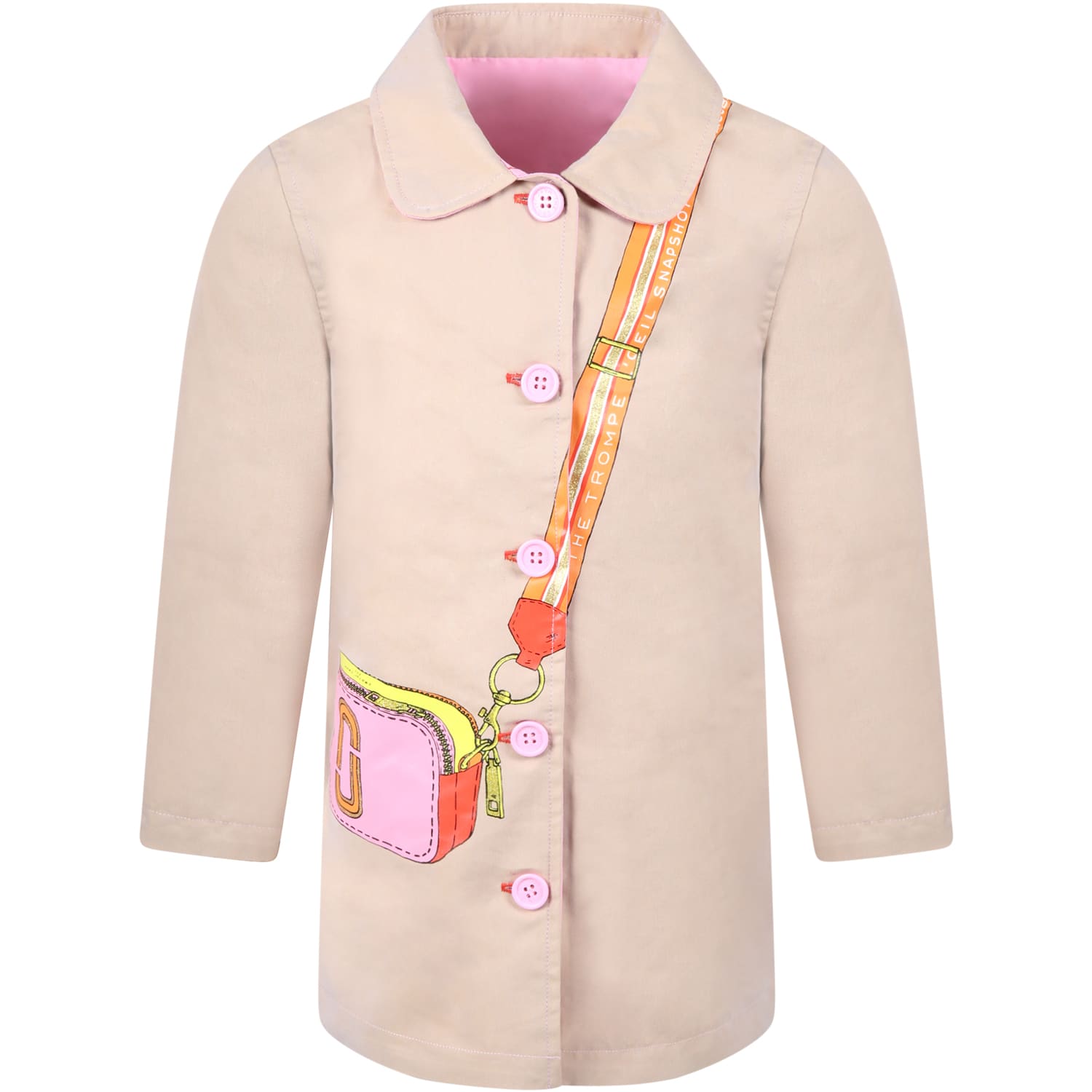 Little Marc Jacobs Multicolor Coat For Girl With Logo