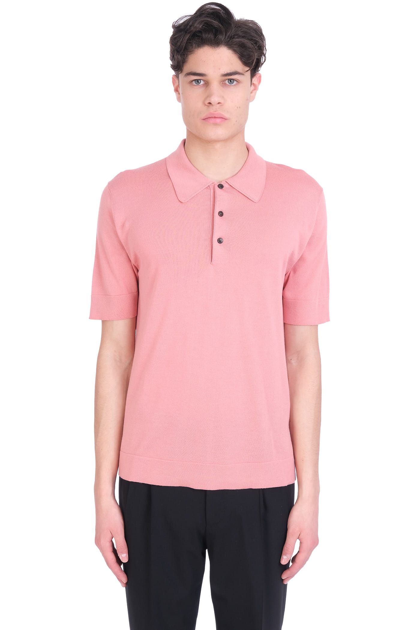 PT01 Polo In Rose-pink Cotton