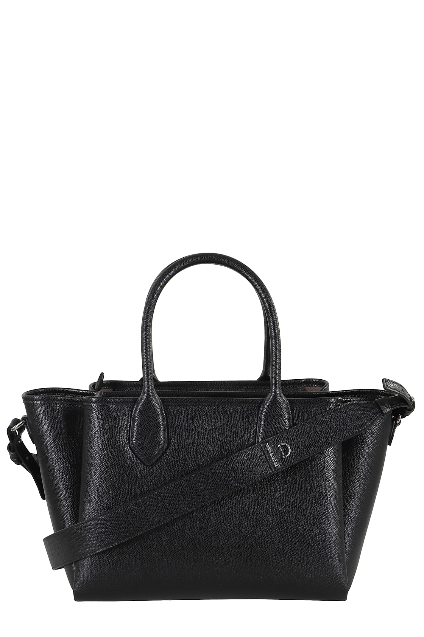Emporio Armani Triple Compartment Textured Finish Shopping Bag In Black