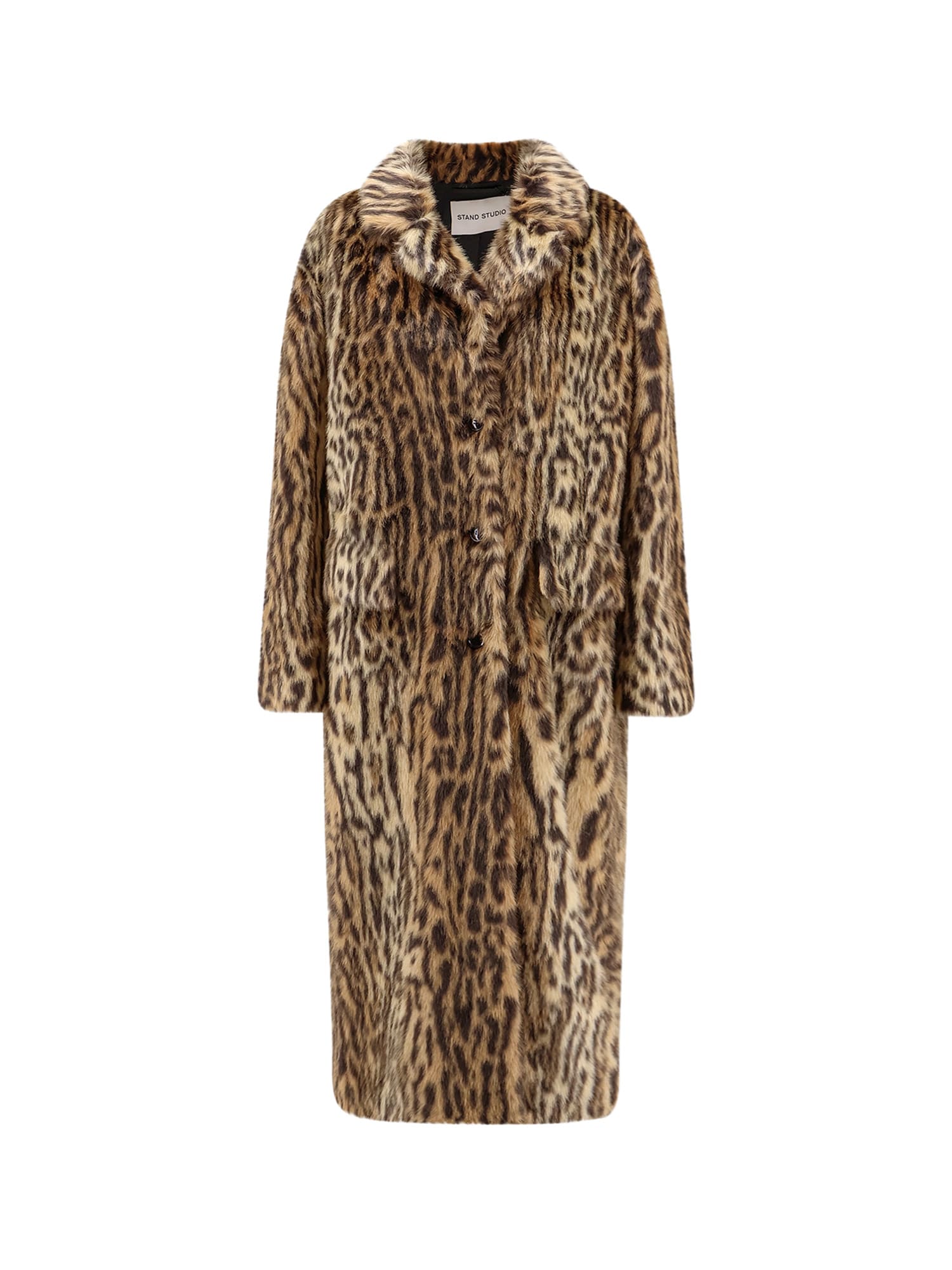 Stand Studio Marceline Coat With Animalier Print In Multi