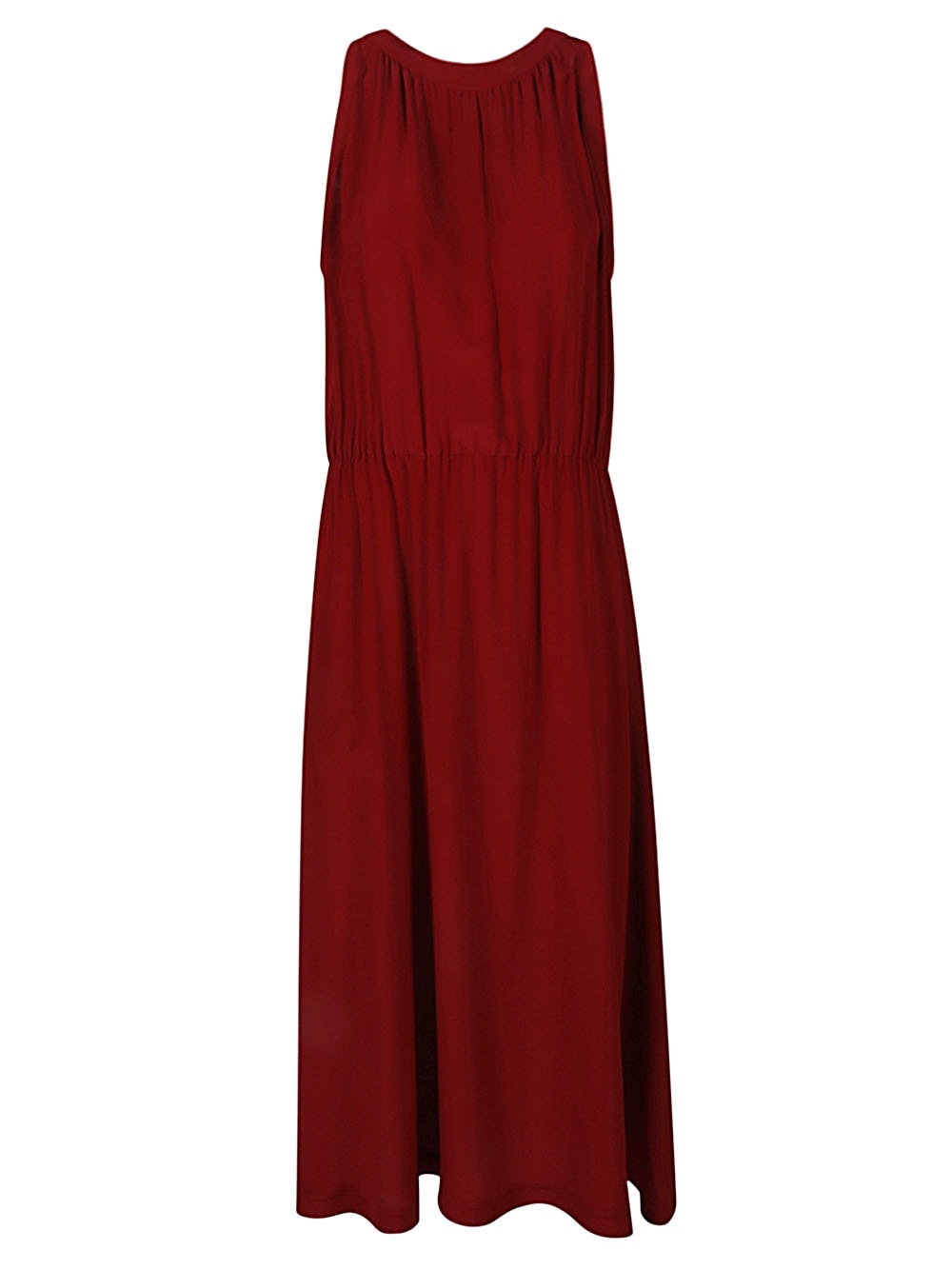 Crida Milano Silk Midi Dress In Red