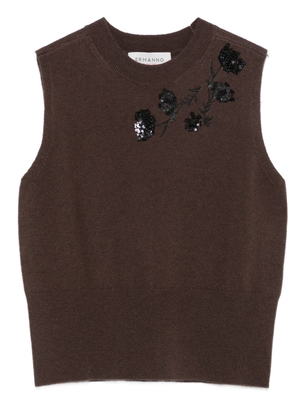 Ermanno Firenze Embroidered Vest In Brown