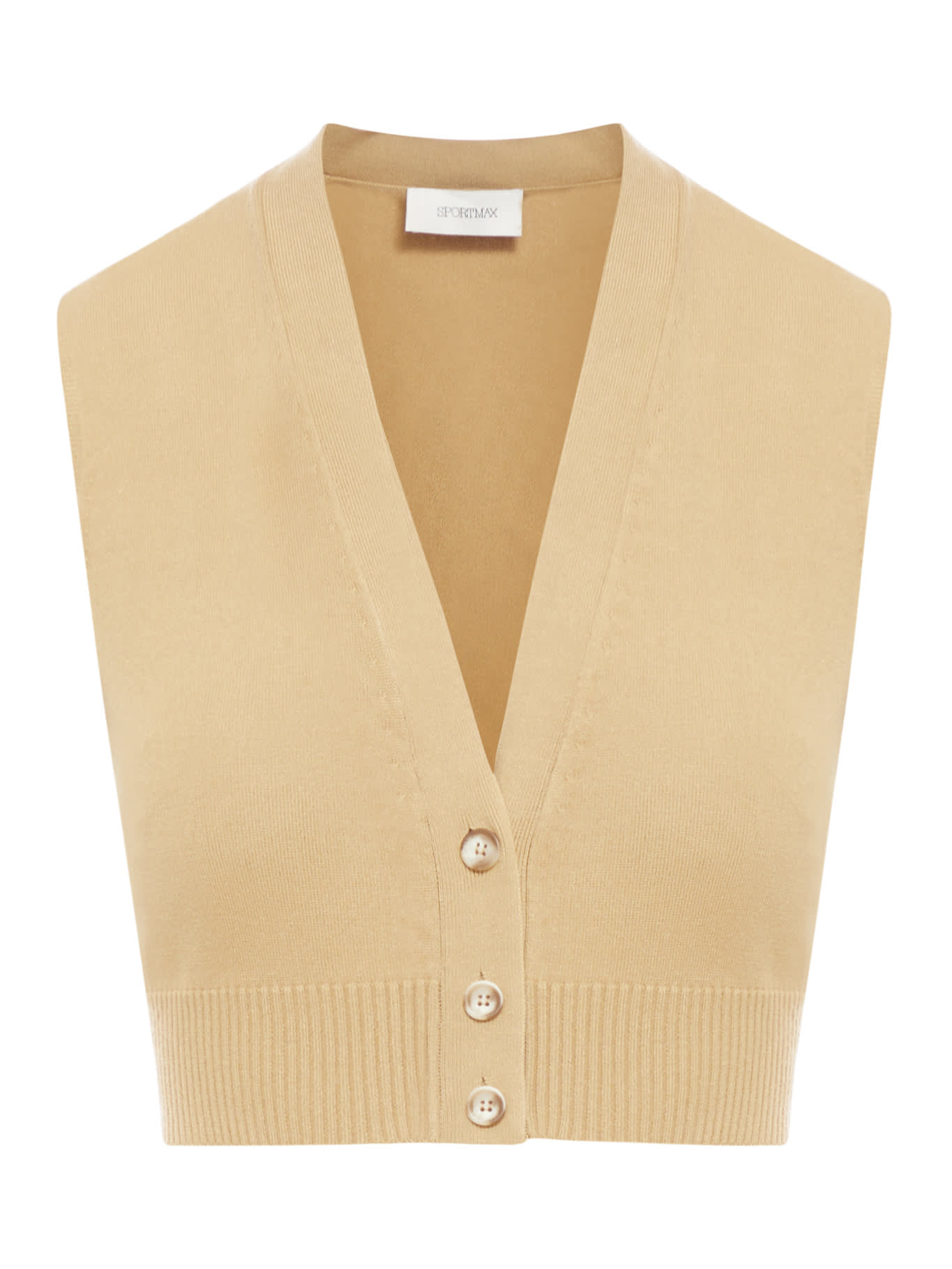 Shop Sportmax Folk Gilet In Maglia In Camel