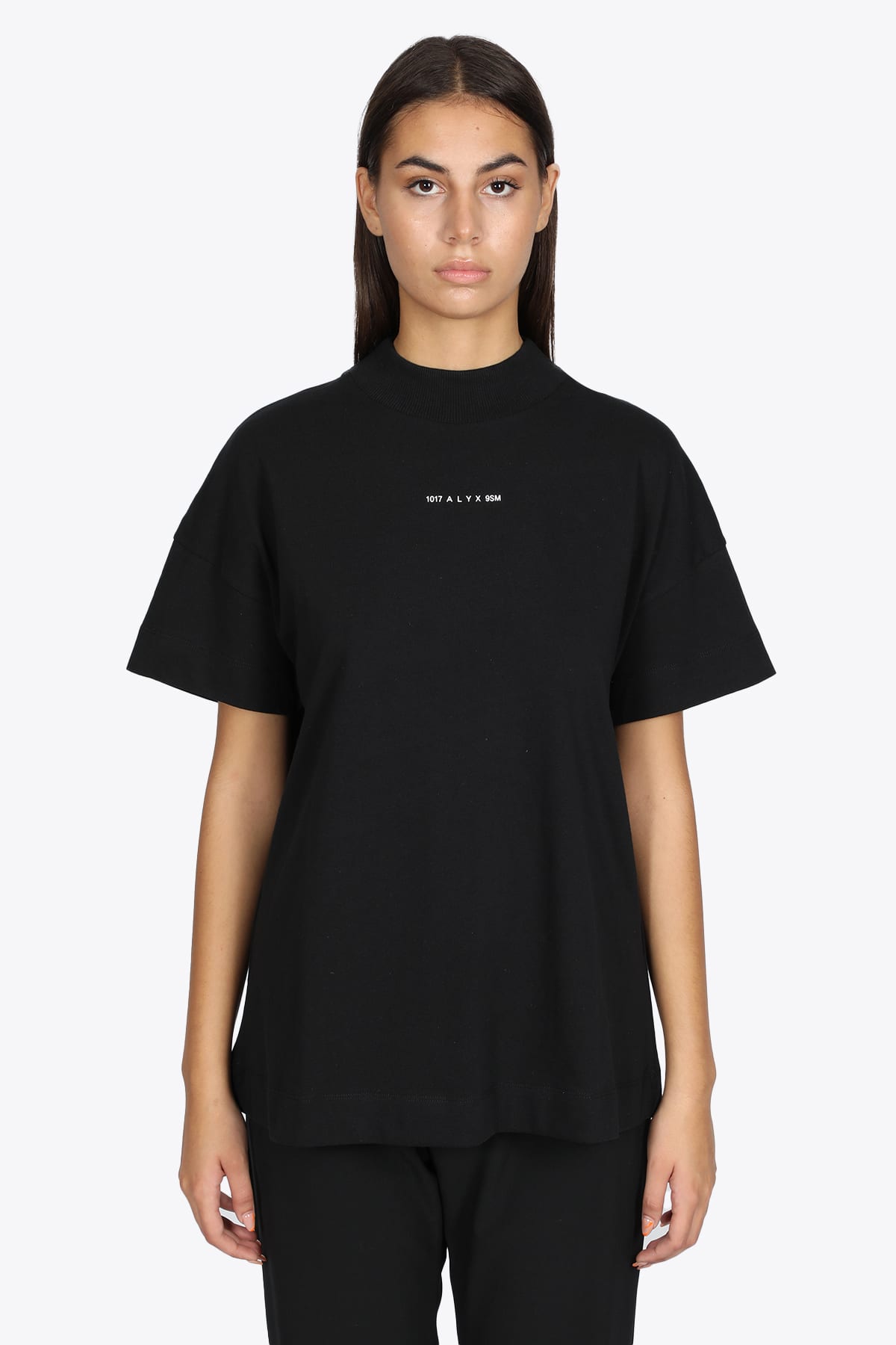 1017 ALYX 9SM Womens Mockneck Tee Visual Black cotton mockneck t-shirt