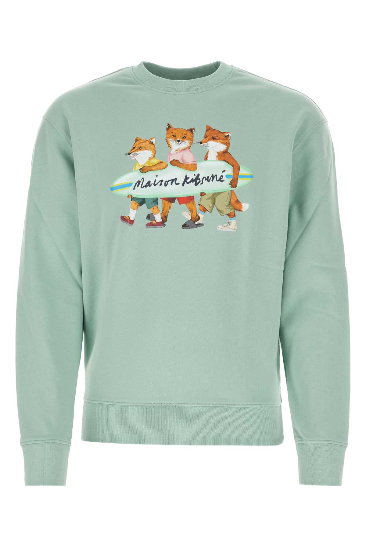 Shop Maison Kitsuné Mint Green Cotton Sweatshirt In Seafoamblue