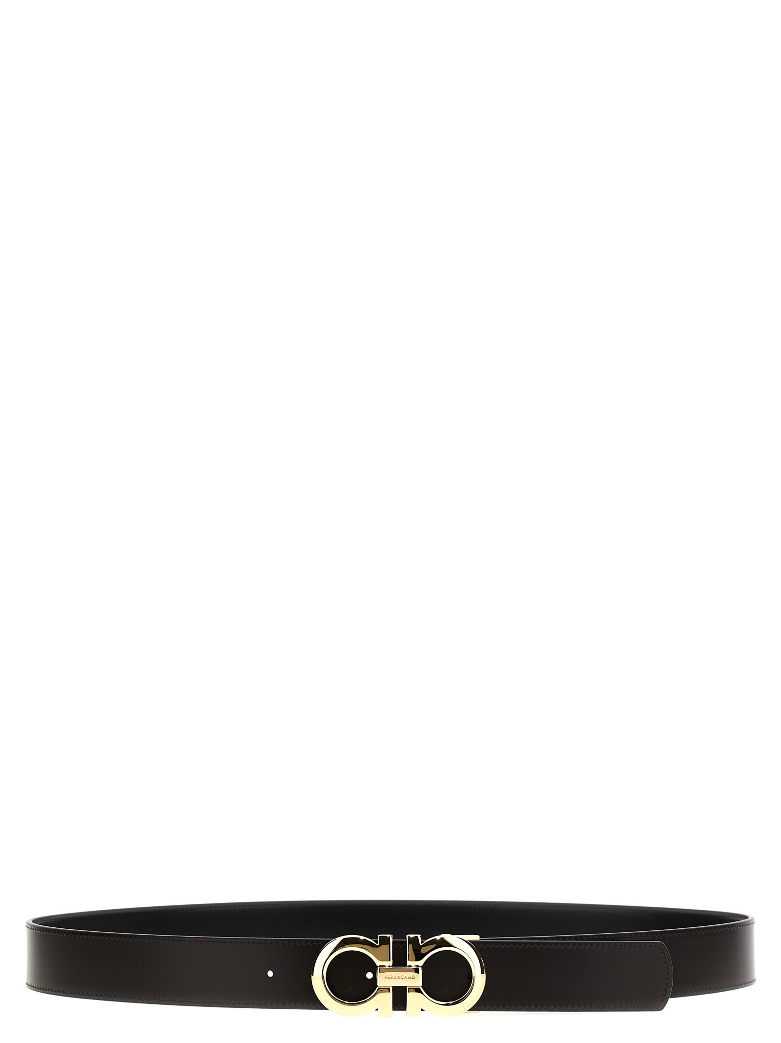 Ferragamo Gancini Reversible Belt In Black