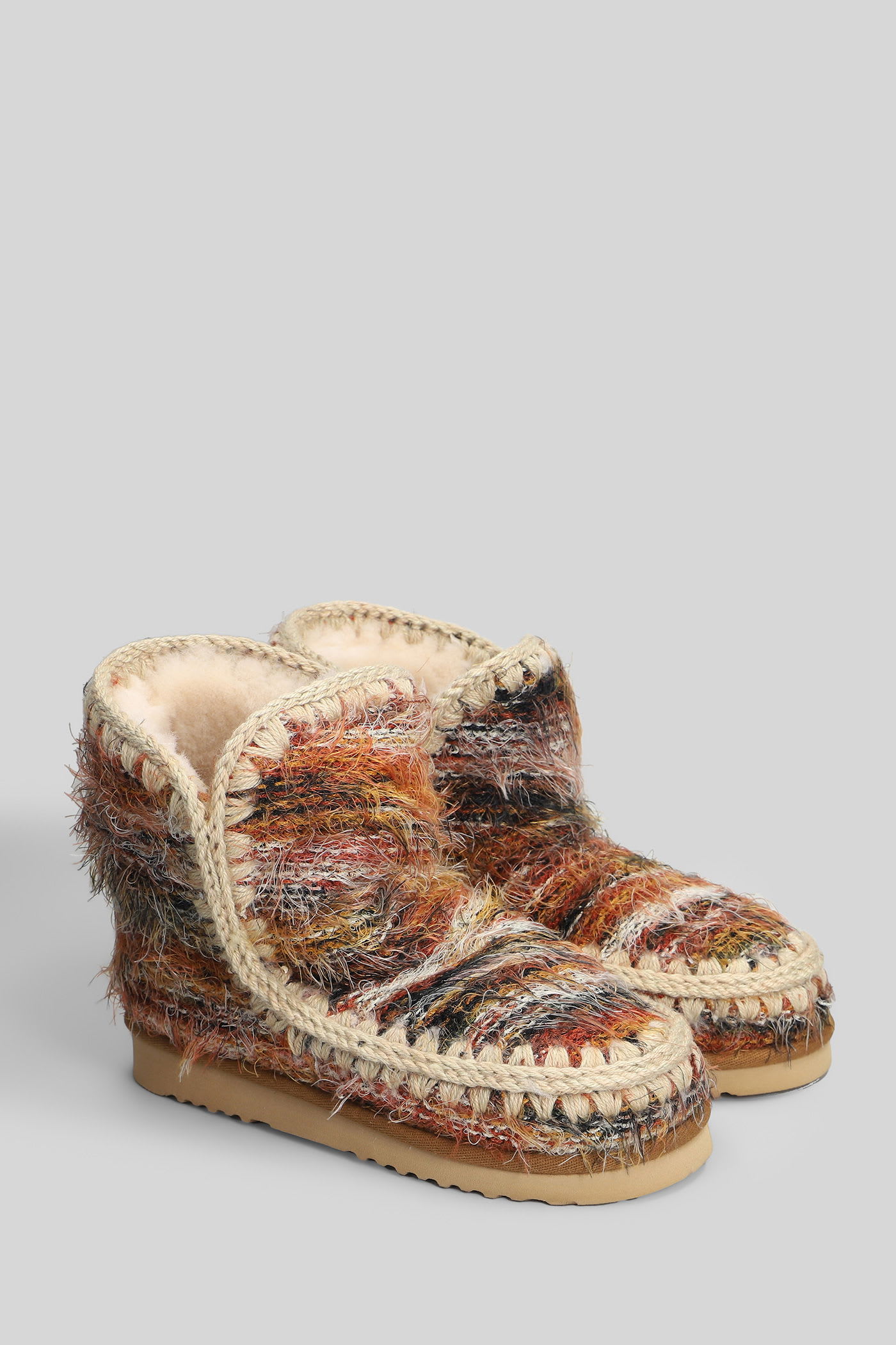 Mou Eskimo 18 Low Heels Ankle Boots In Multicolor Suede In Multi