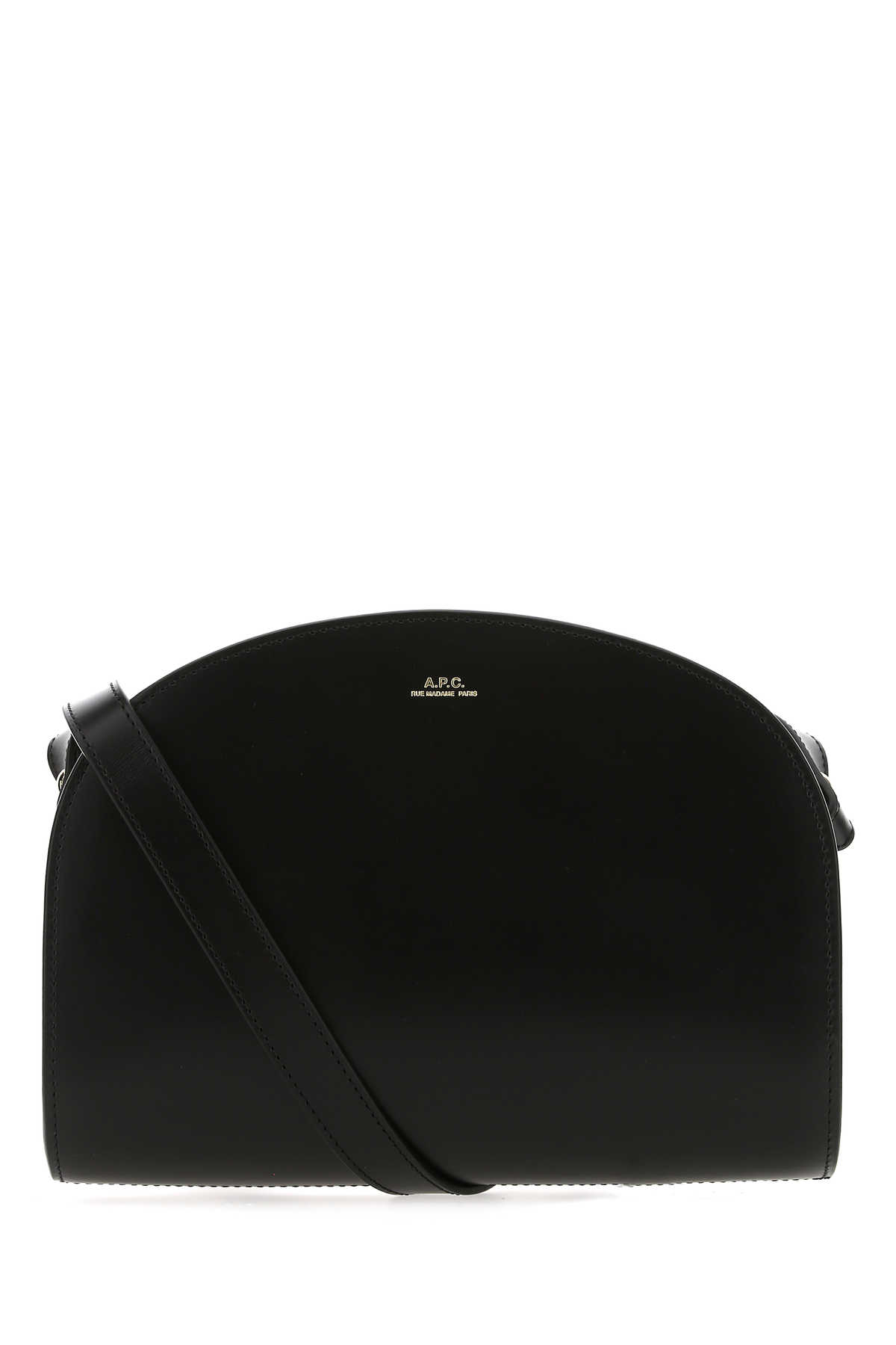 Shop Apc Black Leather Demi Lune Shoulder Bag In Lzz