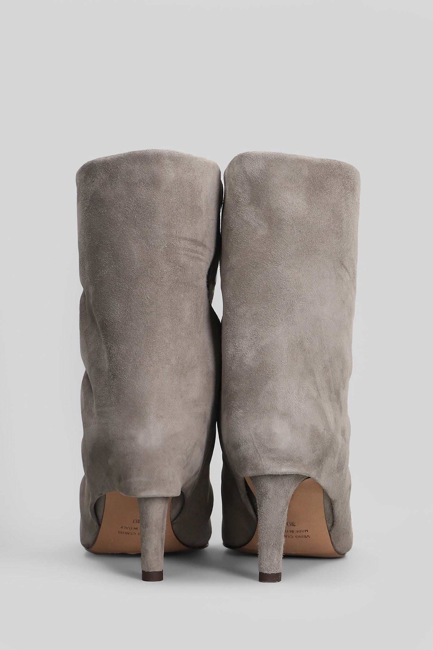 The Seller Low Heels Ankle Boots In Grey Suede In Gray