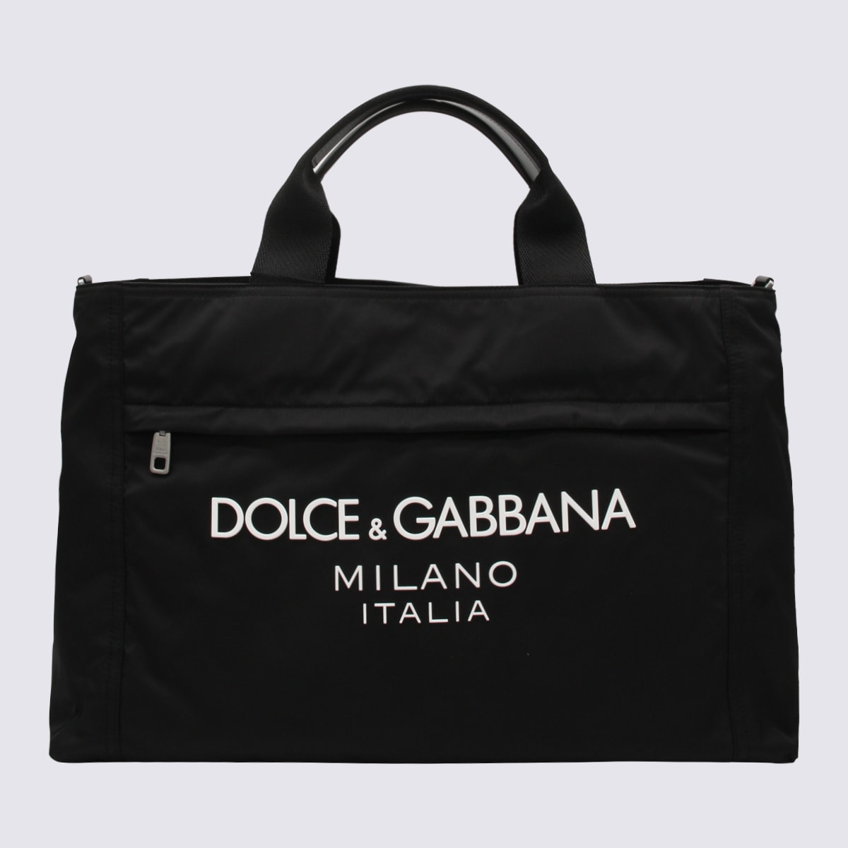 Dolce & Gabbana Black Nylon Logo Tote Bag