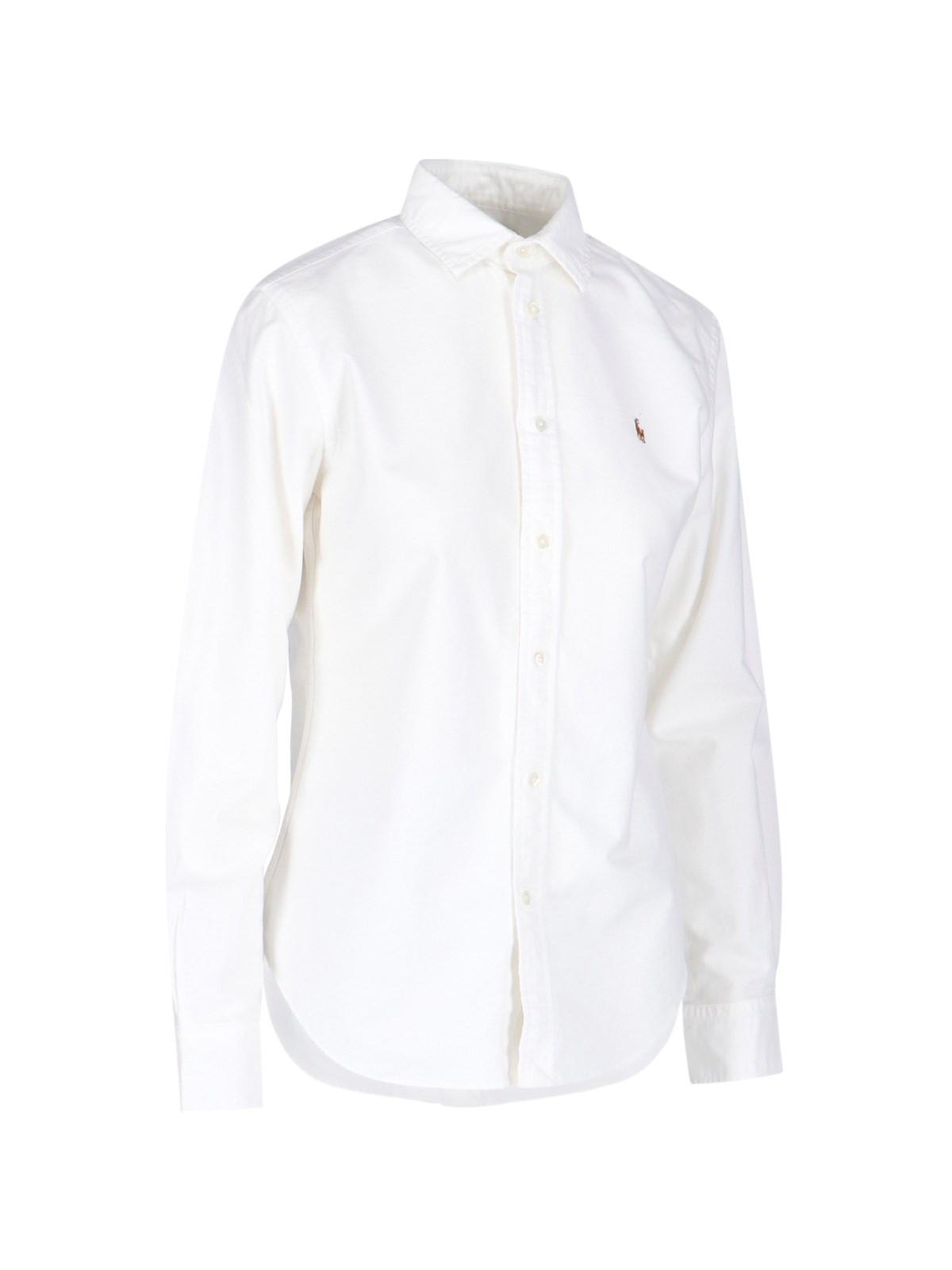 Shop Ralph Lauren Oxford Logo Shirt In Bsr White