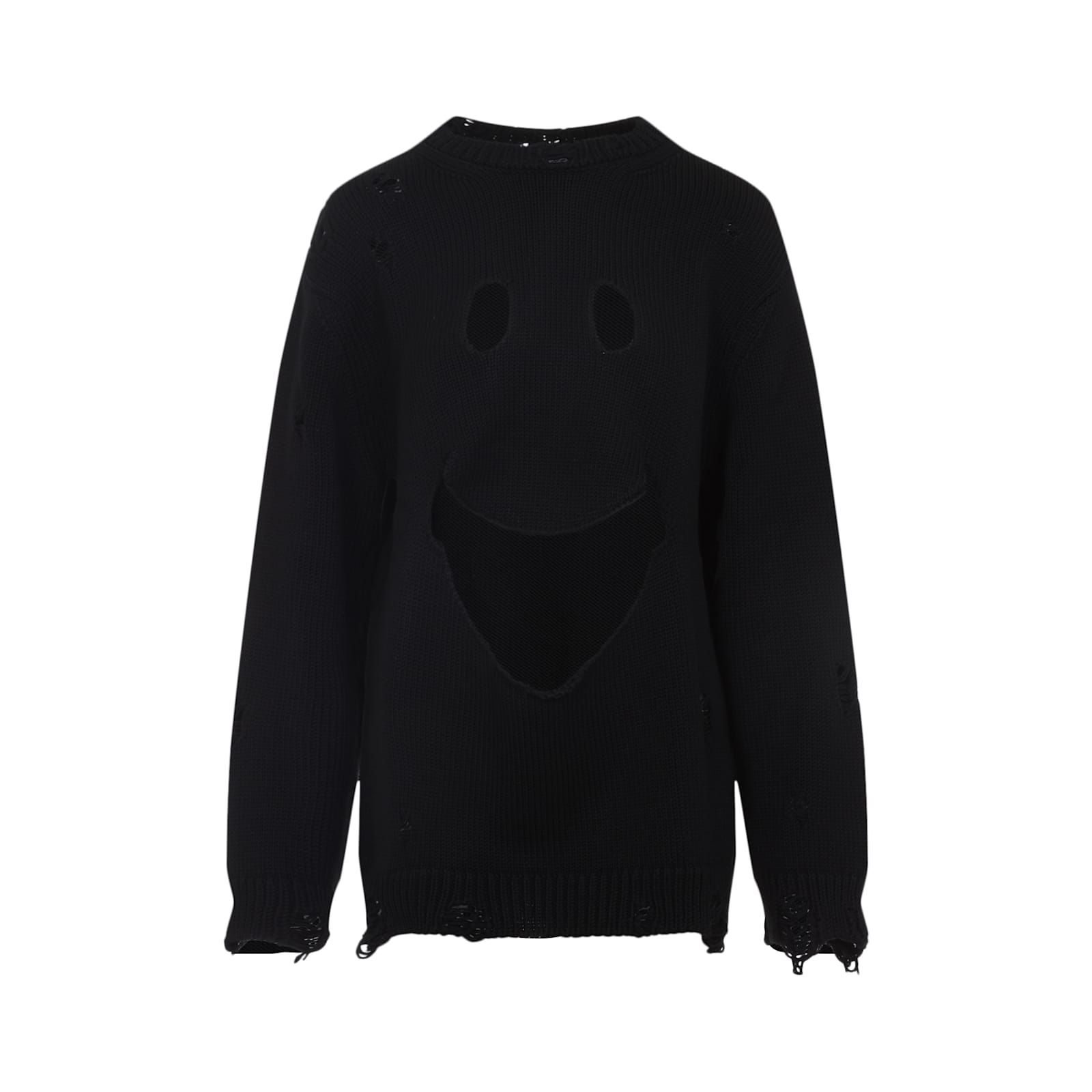 Moschino Oversized Pullover In Carved Wool In Black