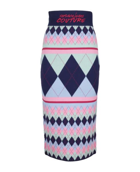 Versace Jeans Couture Argyle-patterned Knitted Skirt