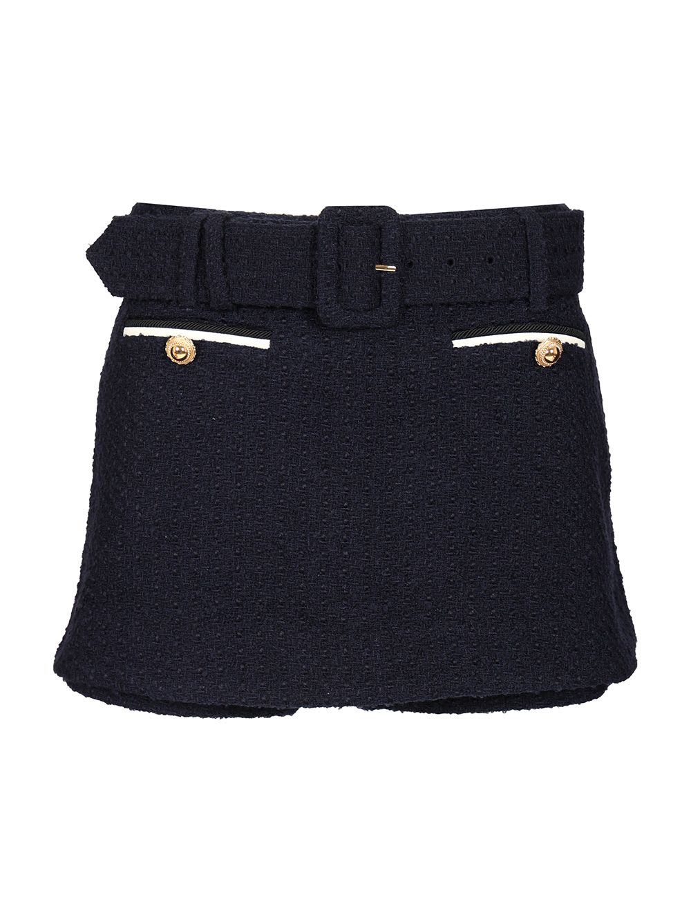 Self-portrait Navy Boucle Culotte Skirt In Blue