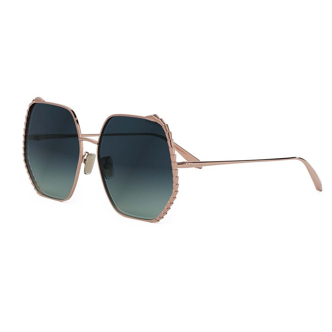 Shop Bulgari Sunglasses In Oro Rosé/verde Sfumato
