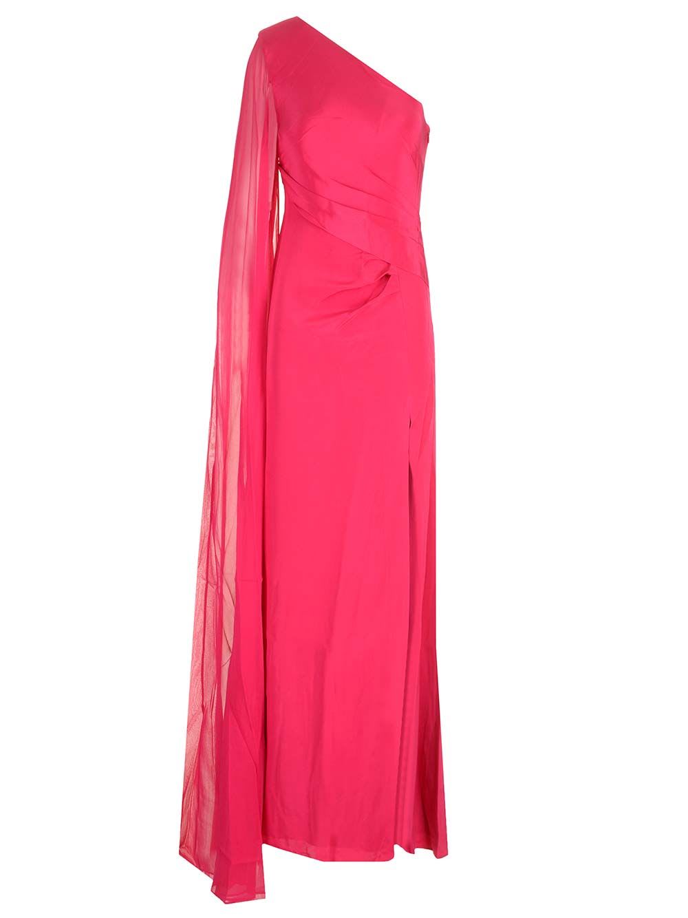 Shop Roland Mouret Asymmetric Silk Gown Pink In Rose