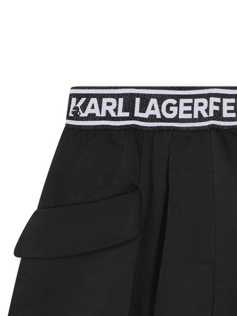 Karl Lagerfeld Logo-waistband Pleat-detail Shorts In Black