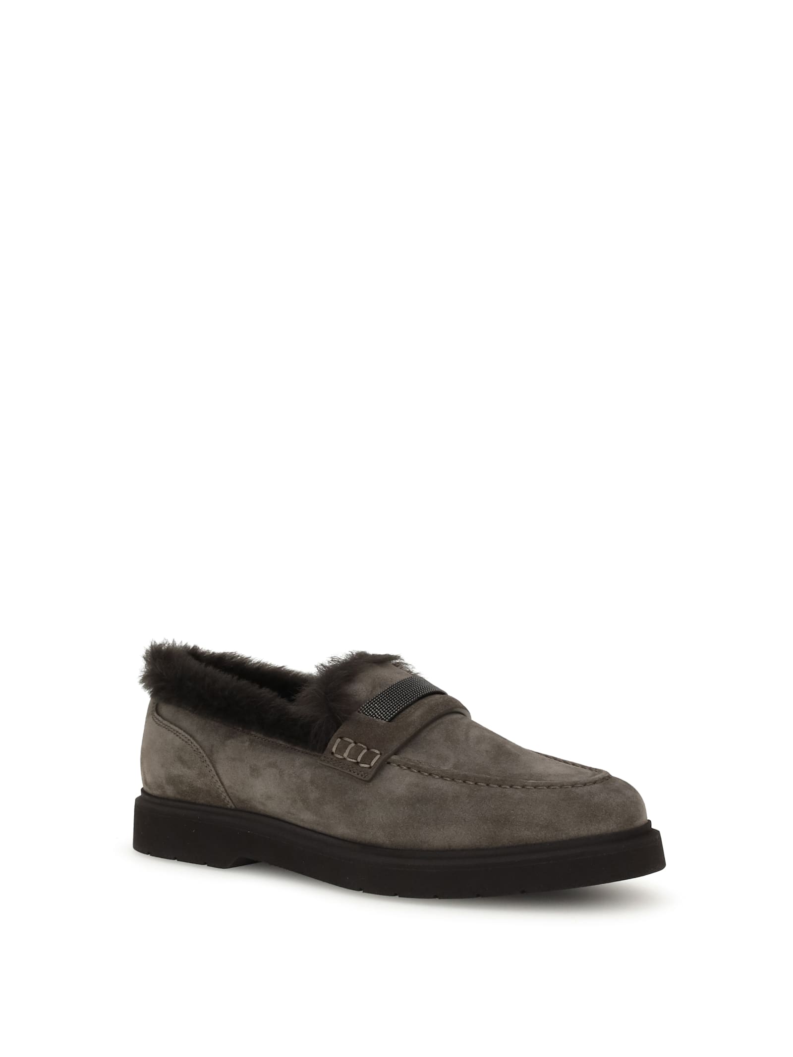 Brunello Cucinelli Women Furry Loafers In Black