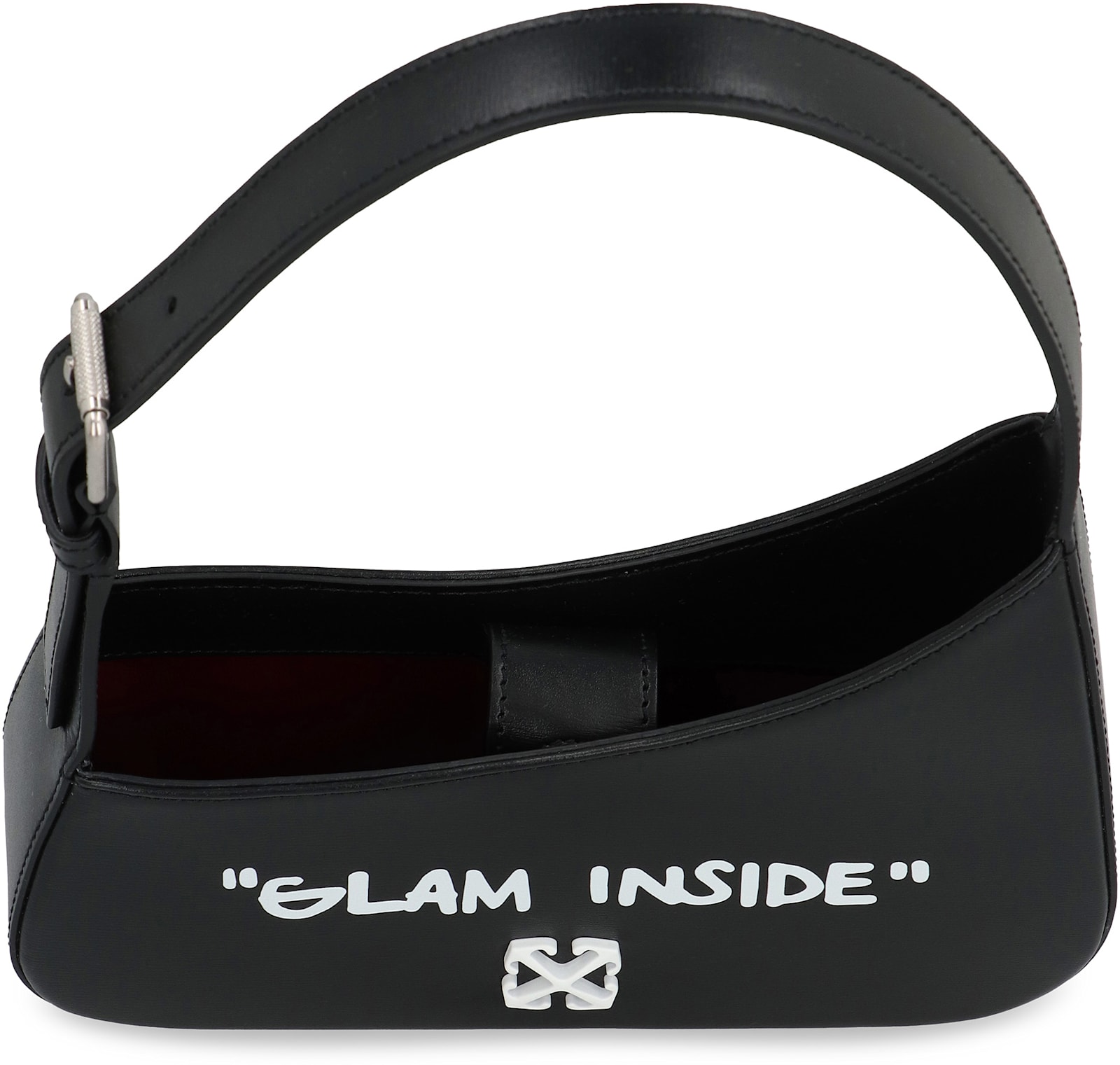 Off-white Jitney Quote Leather Shoulder Bag In Black