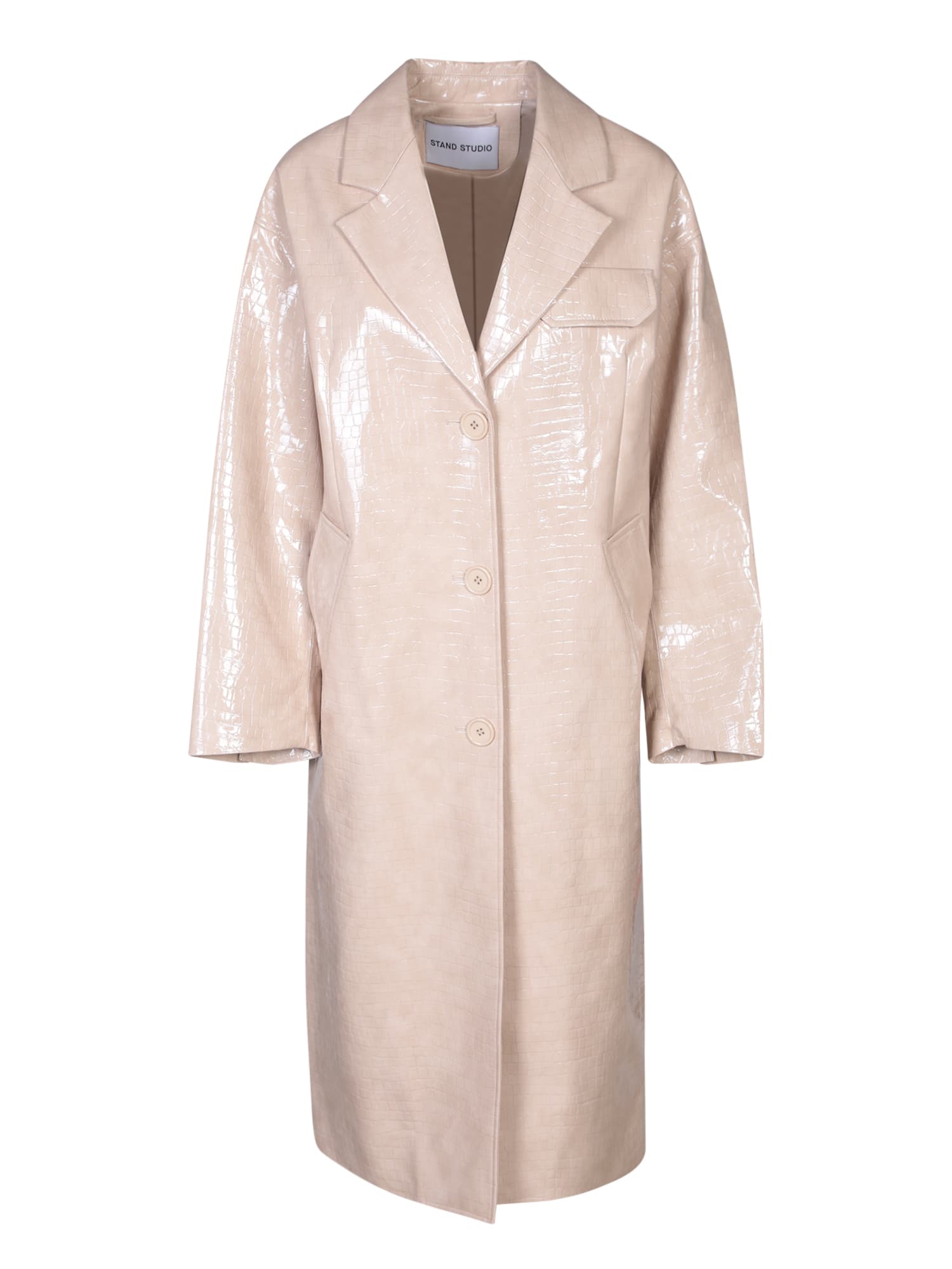 Shop Stand Studio Haylo Croco Ivory Trench In White