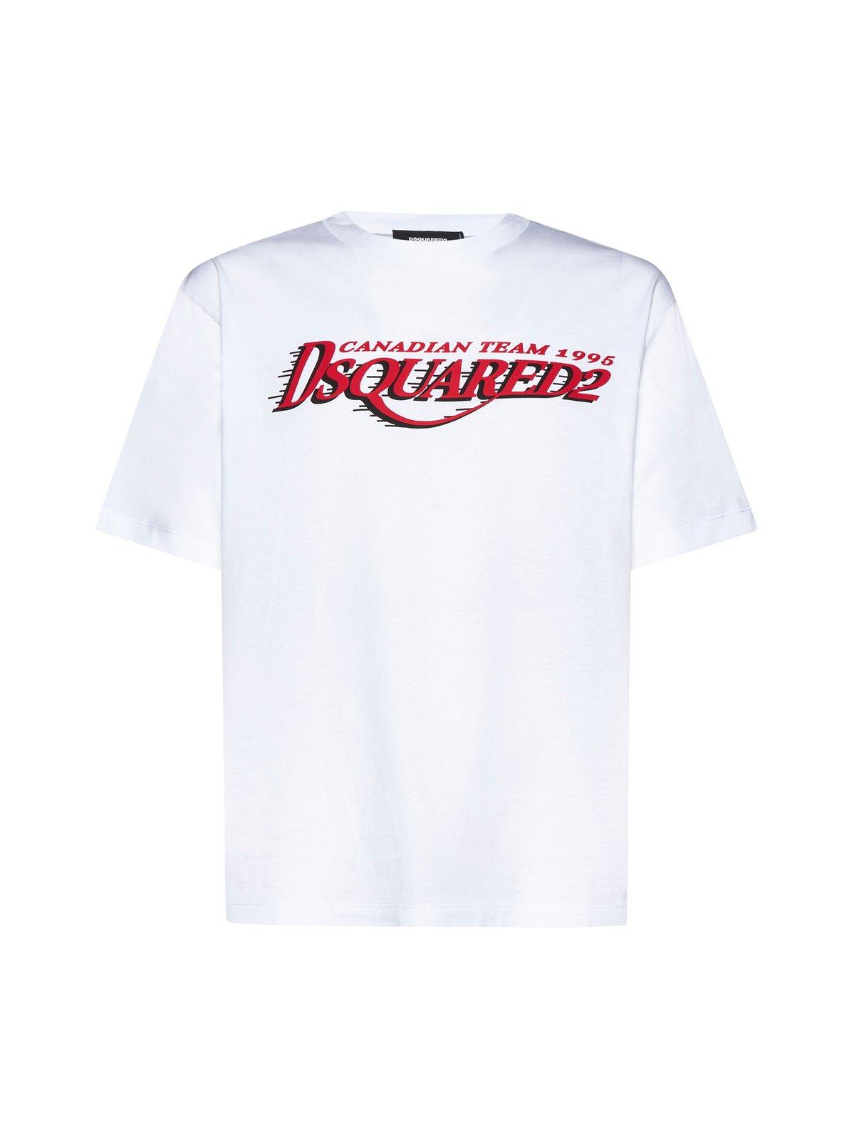Shop Dsquared2 Logo Printed Crewneck T-shirt In White