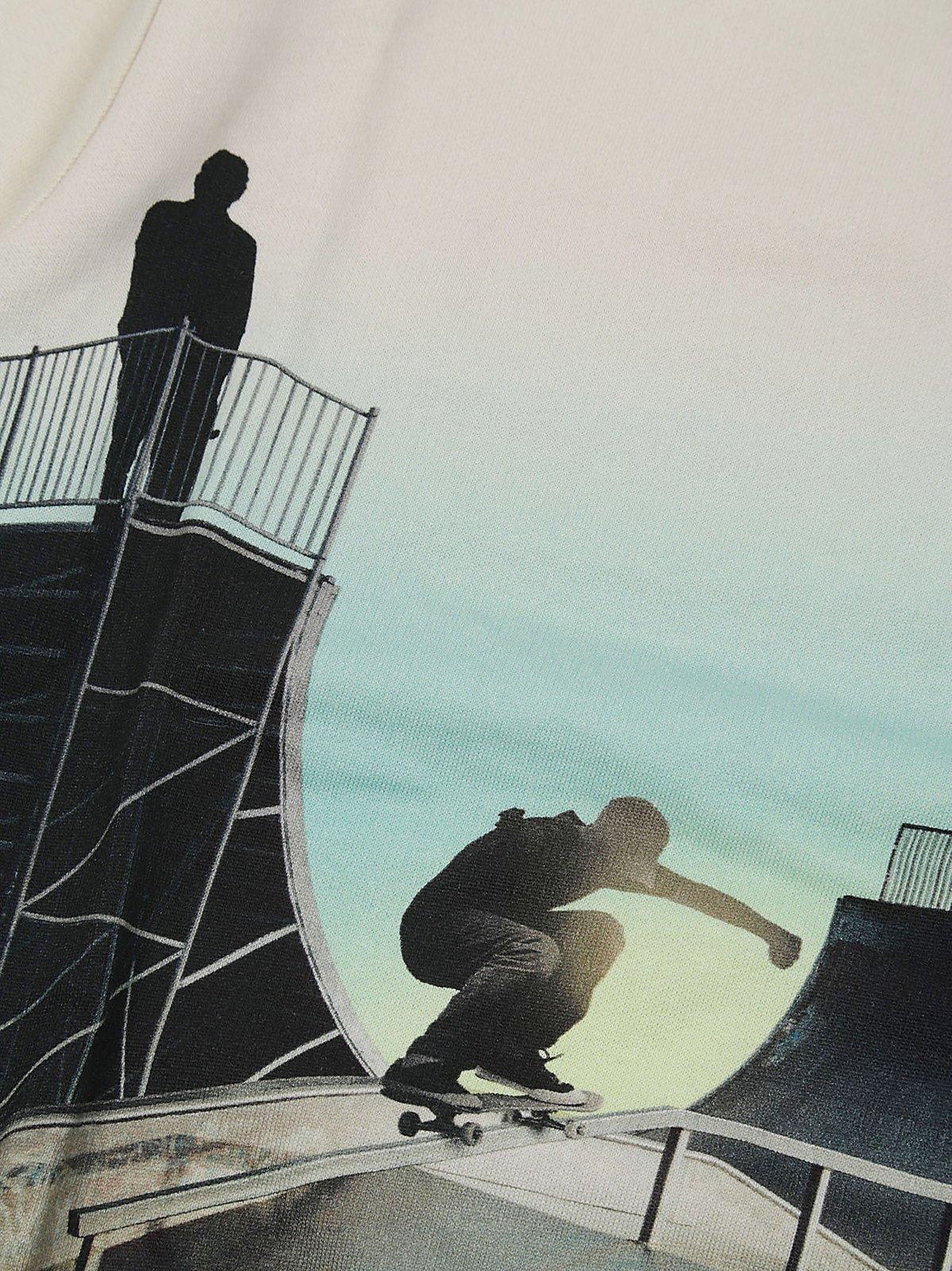 Molo Mattis Graphic Printed Crewneck Sweatshirt In Bianco