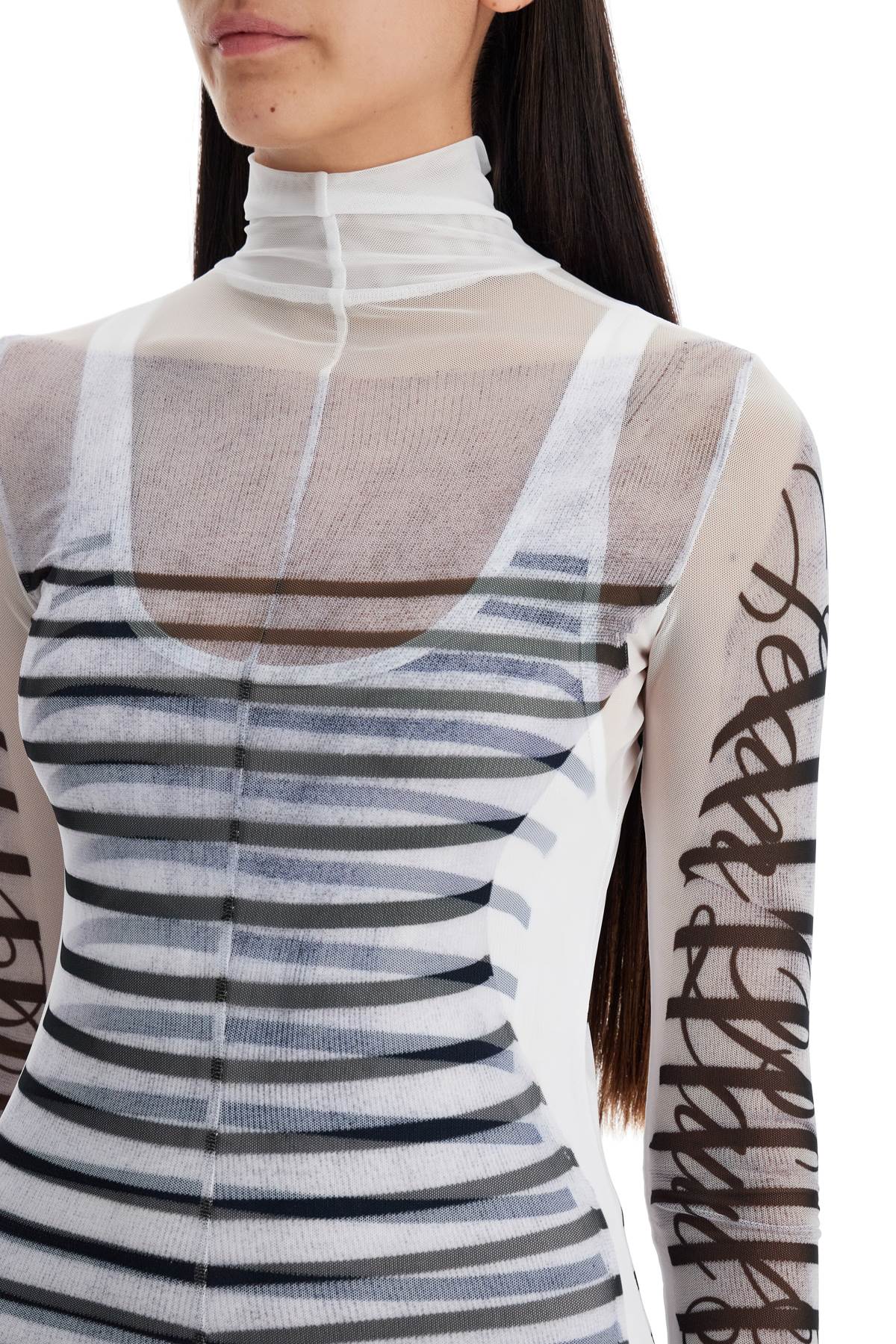 Shop Jean Paul Gaultier Double-layered Mini Dress With Mariniã¨re In White/navy/black (white)