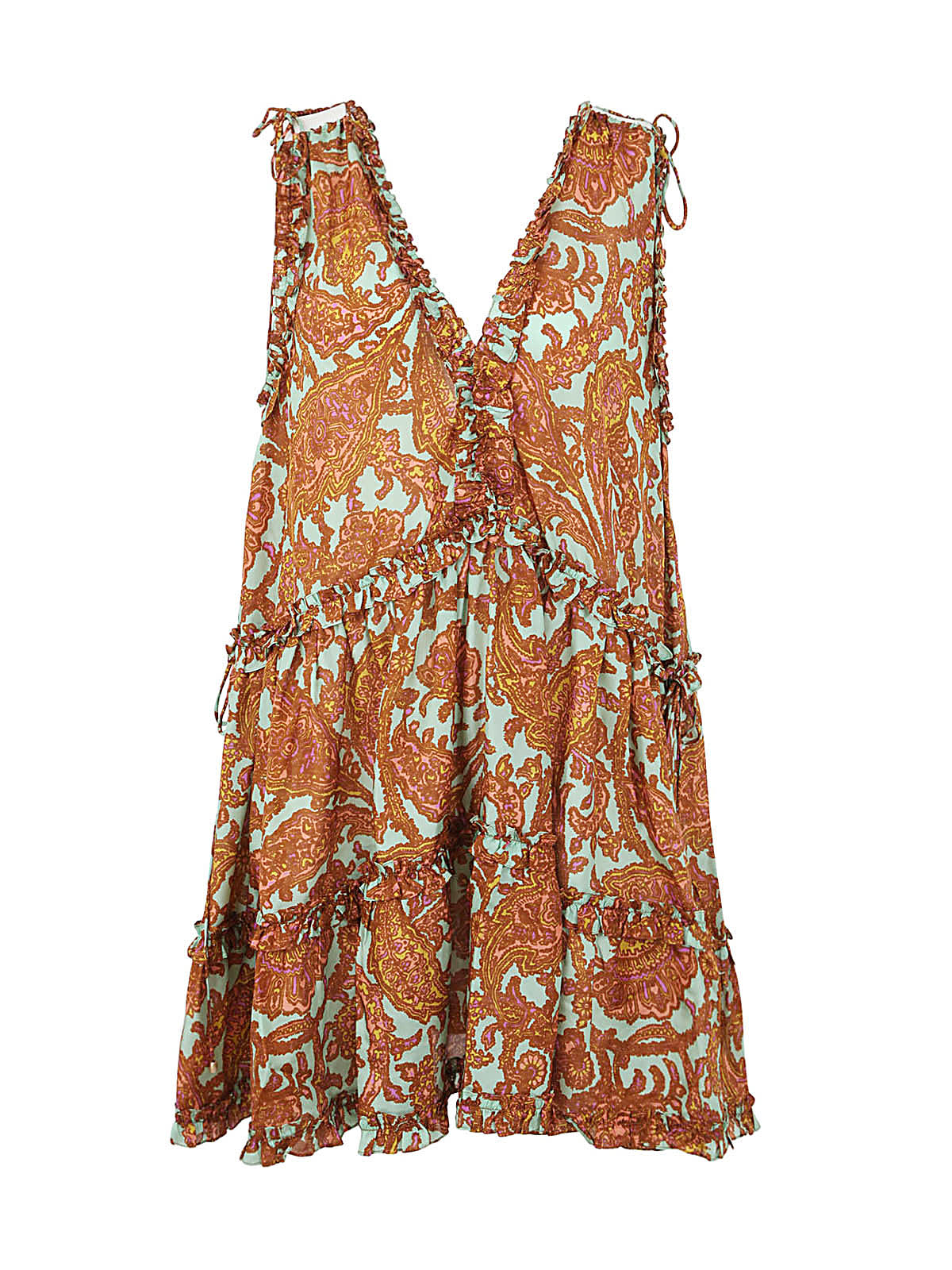 Zimmermann Tiggy Floral-print Silk Mini Dress In Pmpa Peach Mint Paisley