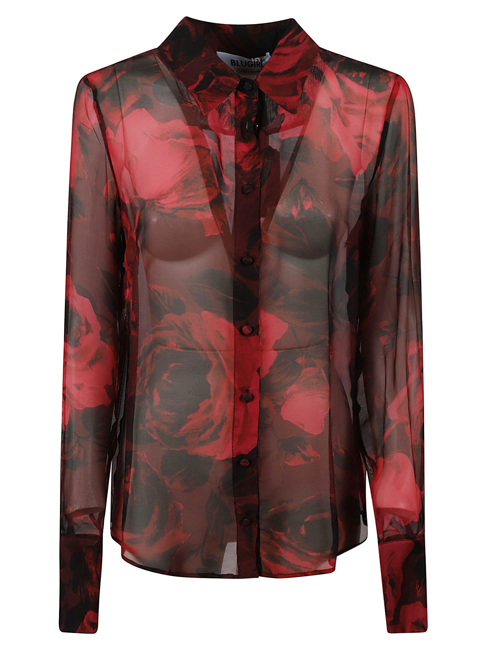 Blugirl Floral Semi See-through Shirt In Red