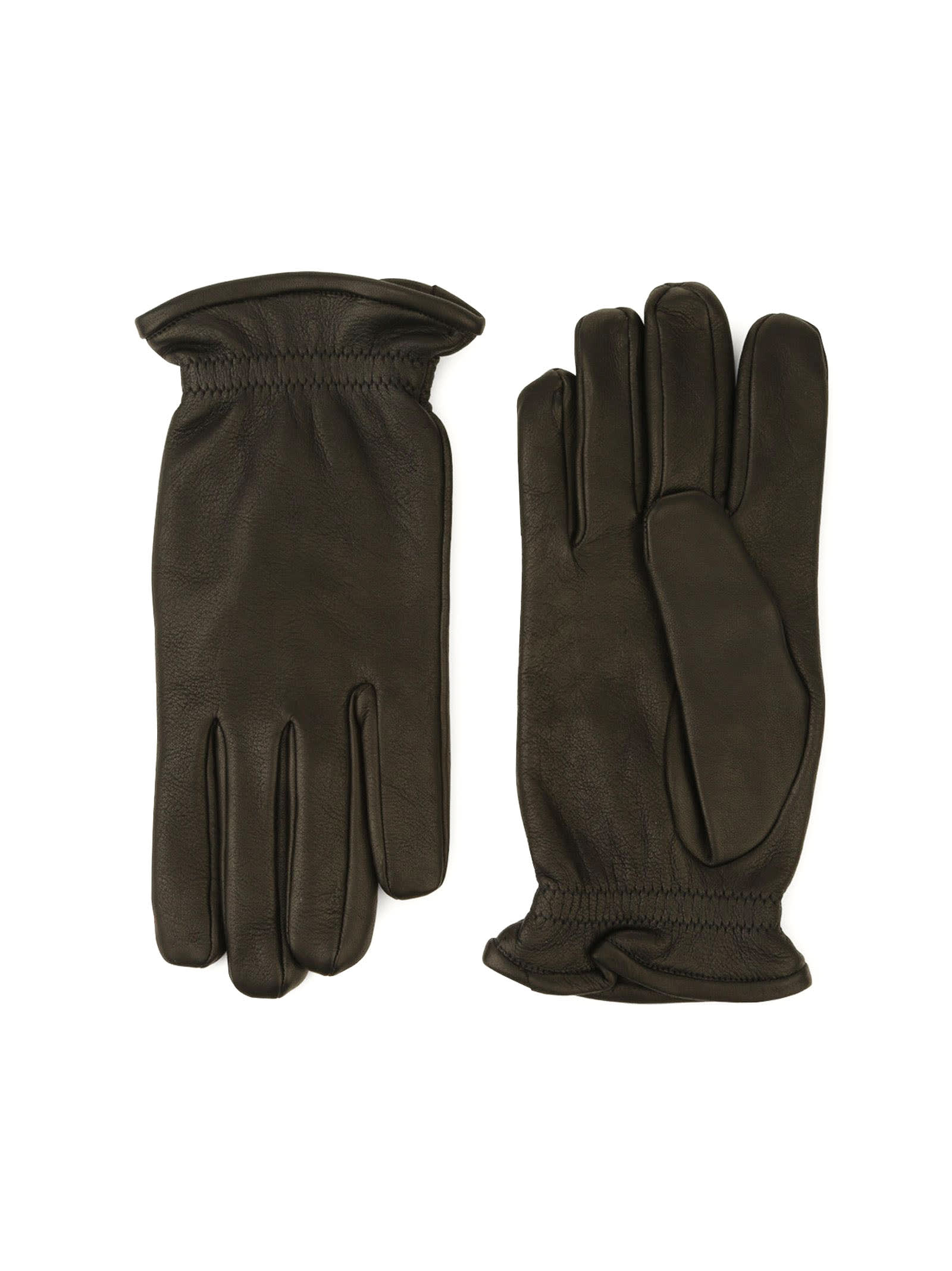 Orciani Black Nappa Washed Leather Gloves