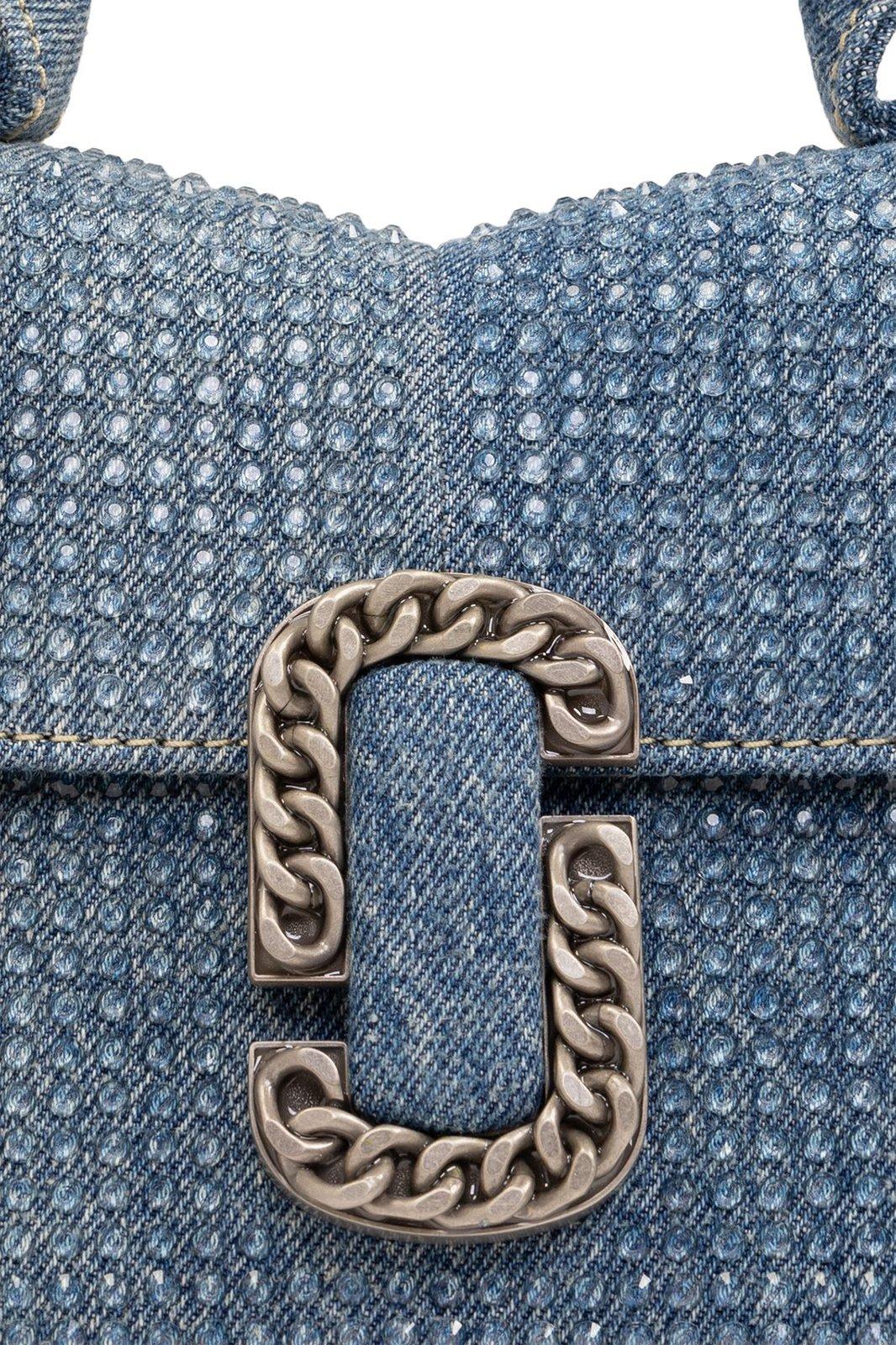 Shop Marc Jacobs The St. Marc Mini Shoulder Bag In Light Blue Crystal