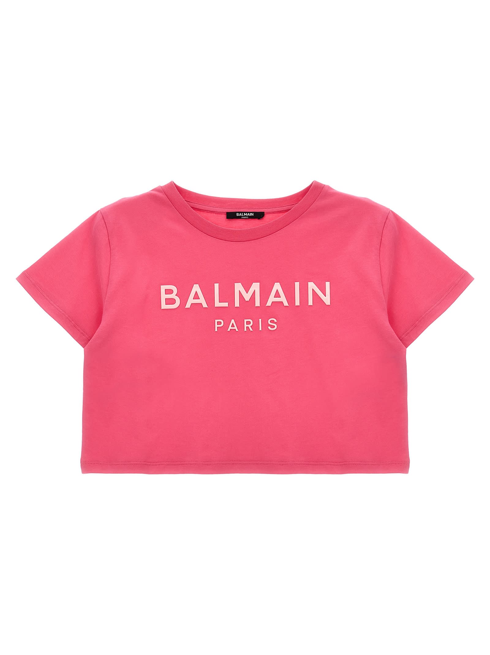 Balmain Embossed Logo T-shirt In Fuchsia