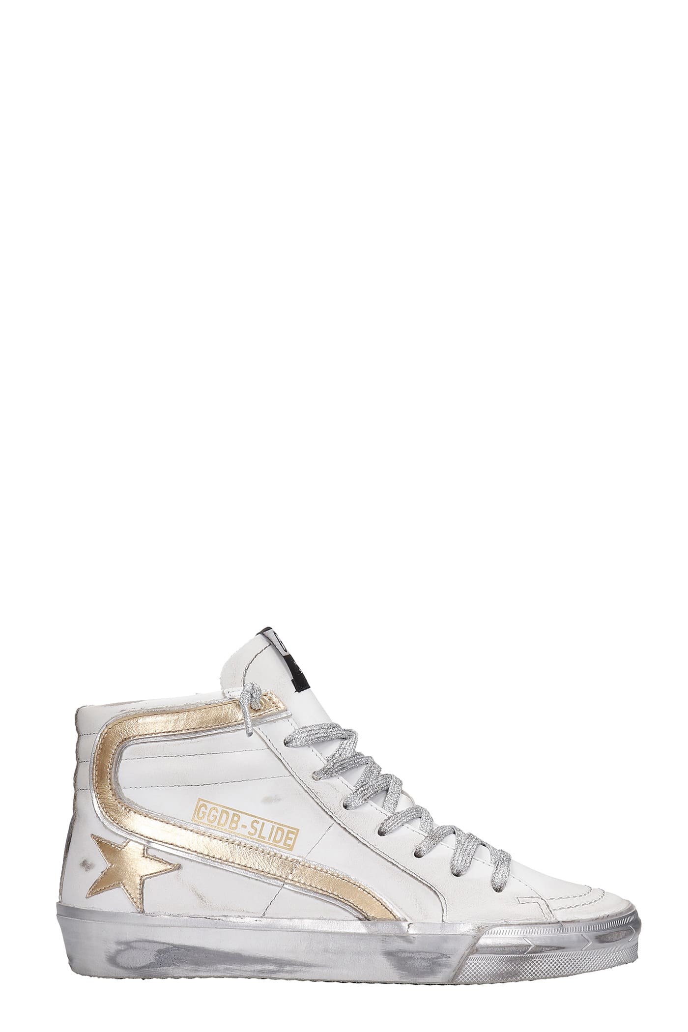 Golden Goose Slide Sneakers In White Leather